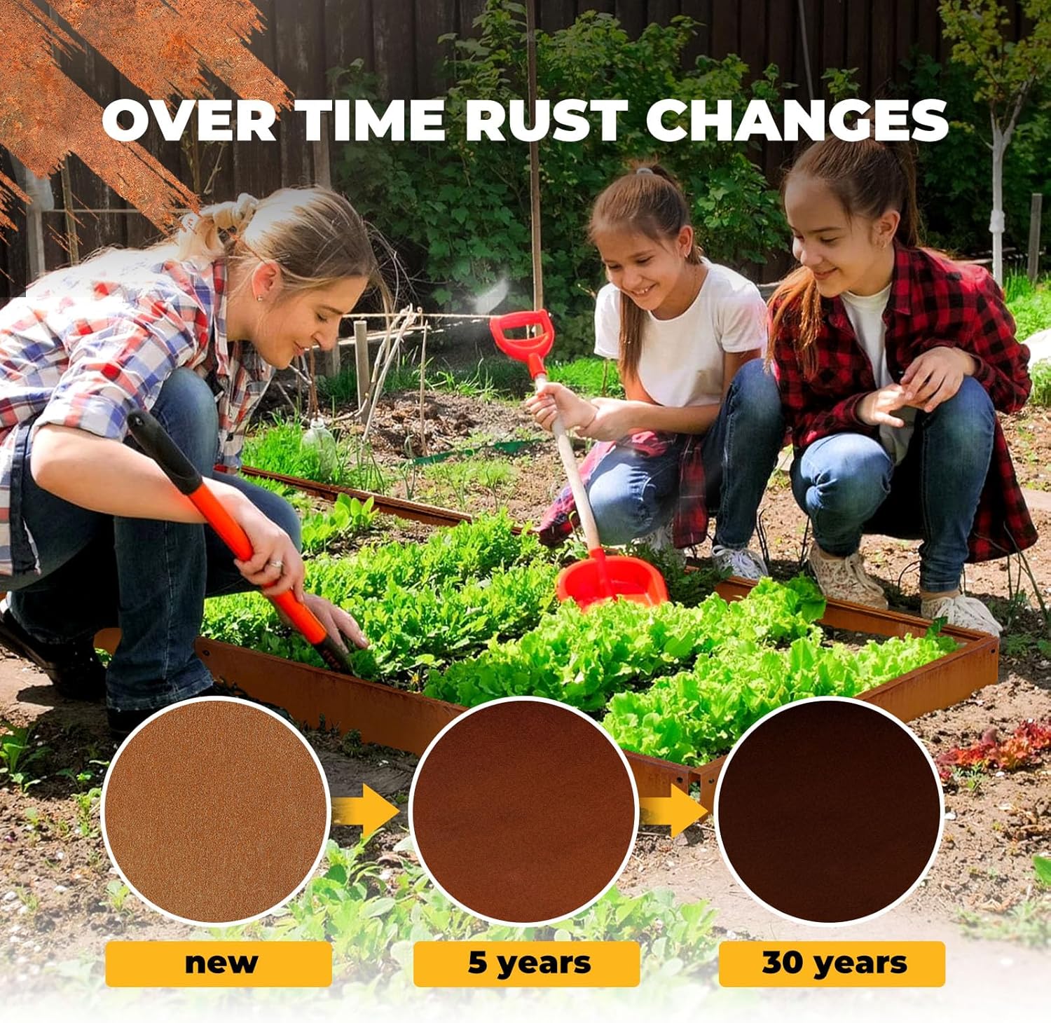 Corten Steel Landscape Edging 40 inch Pre-Rusted Corten Steel Garden Edging 8 Inch Depth 90 Degree Bend 6 Pack for Lawn Yard
