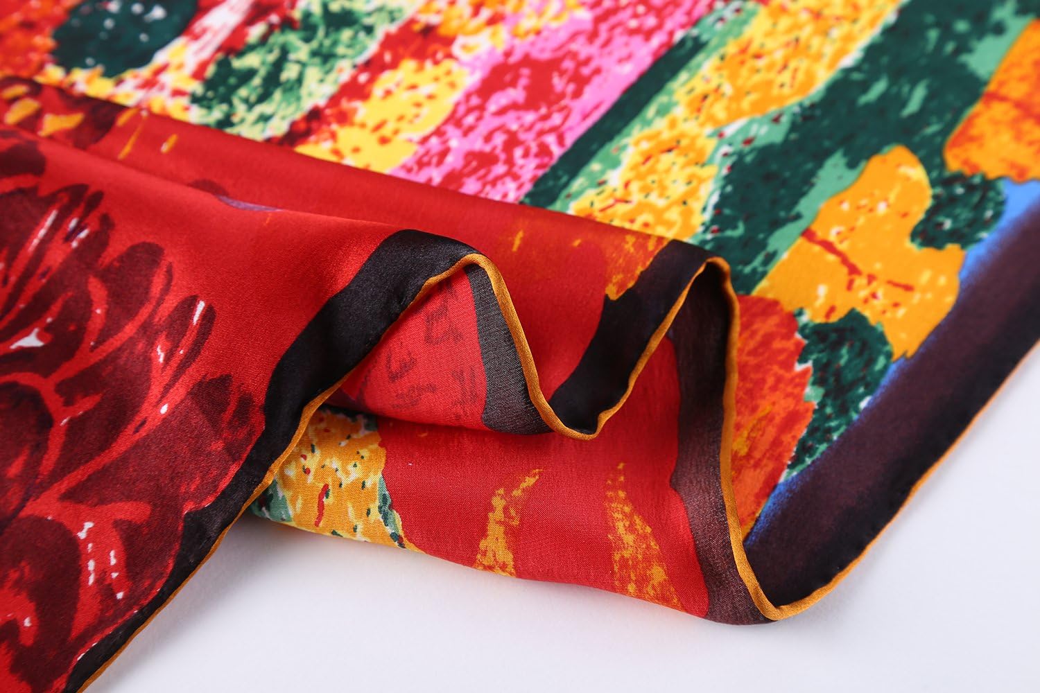 JWSilk Long Charmeuse Silk Scarf Classic Art Print - Image 6