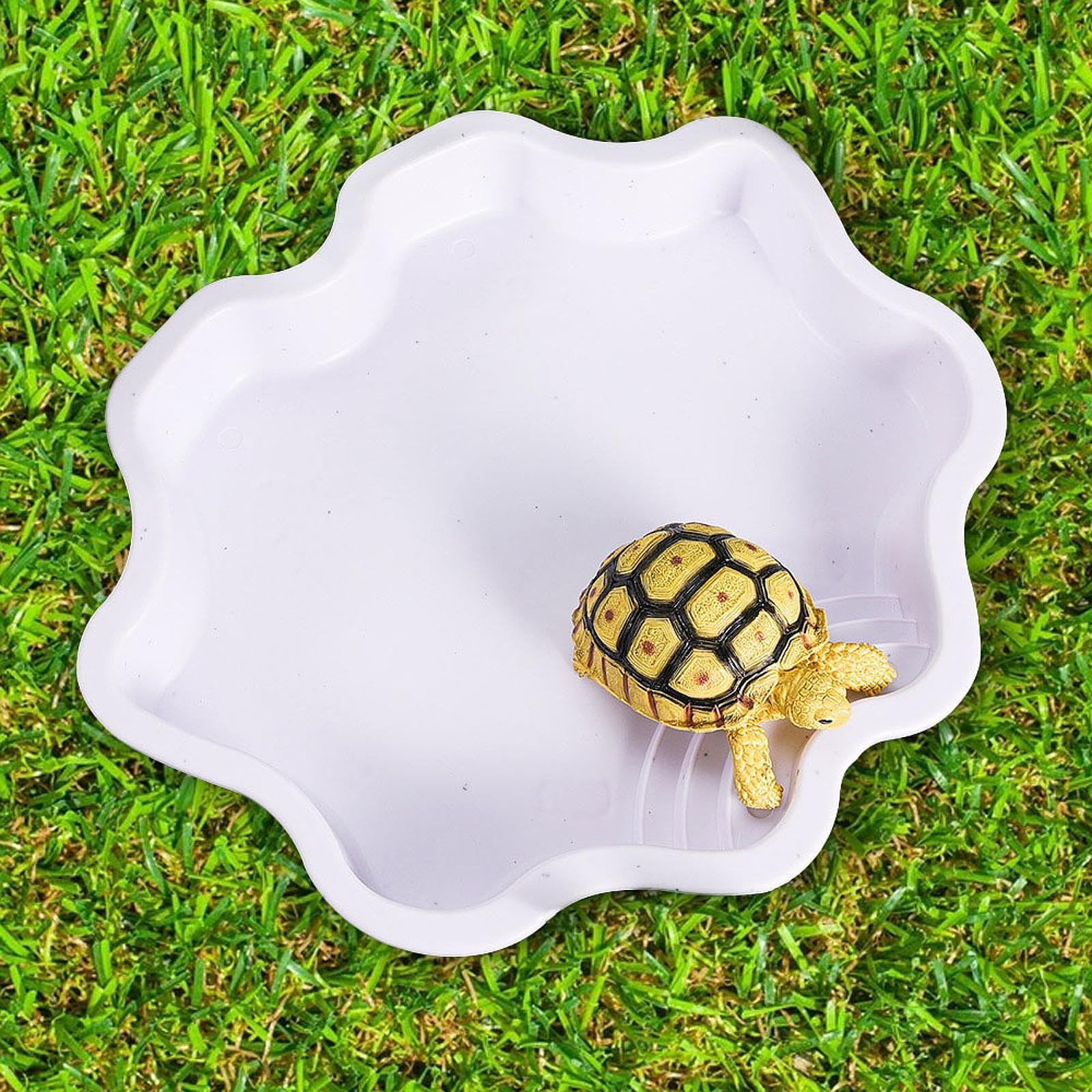 Baoblaze Reptile Feeding Water Dish,Turtle Bath Decorations, Aquarium Ornament Turtle Water Bowl for Turtle, White
