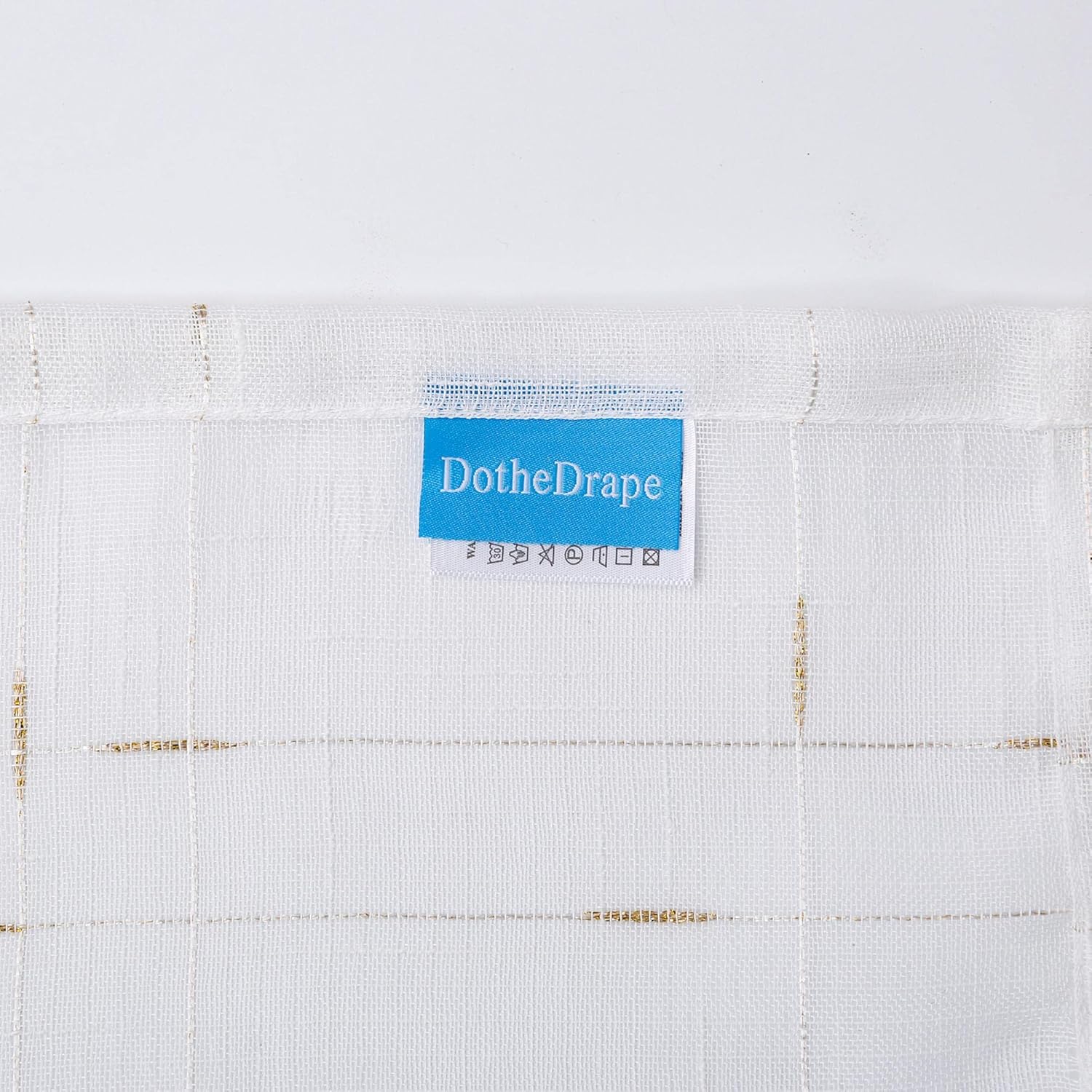 Pinch Pleat Sheer Voile Window Curtain Panels White Curtain 40 Width 90 Inch Long for Kitchen Bedroom Children Living Room Yard (White with Gold, 1 Panel)