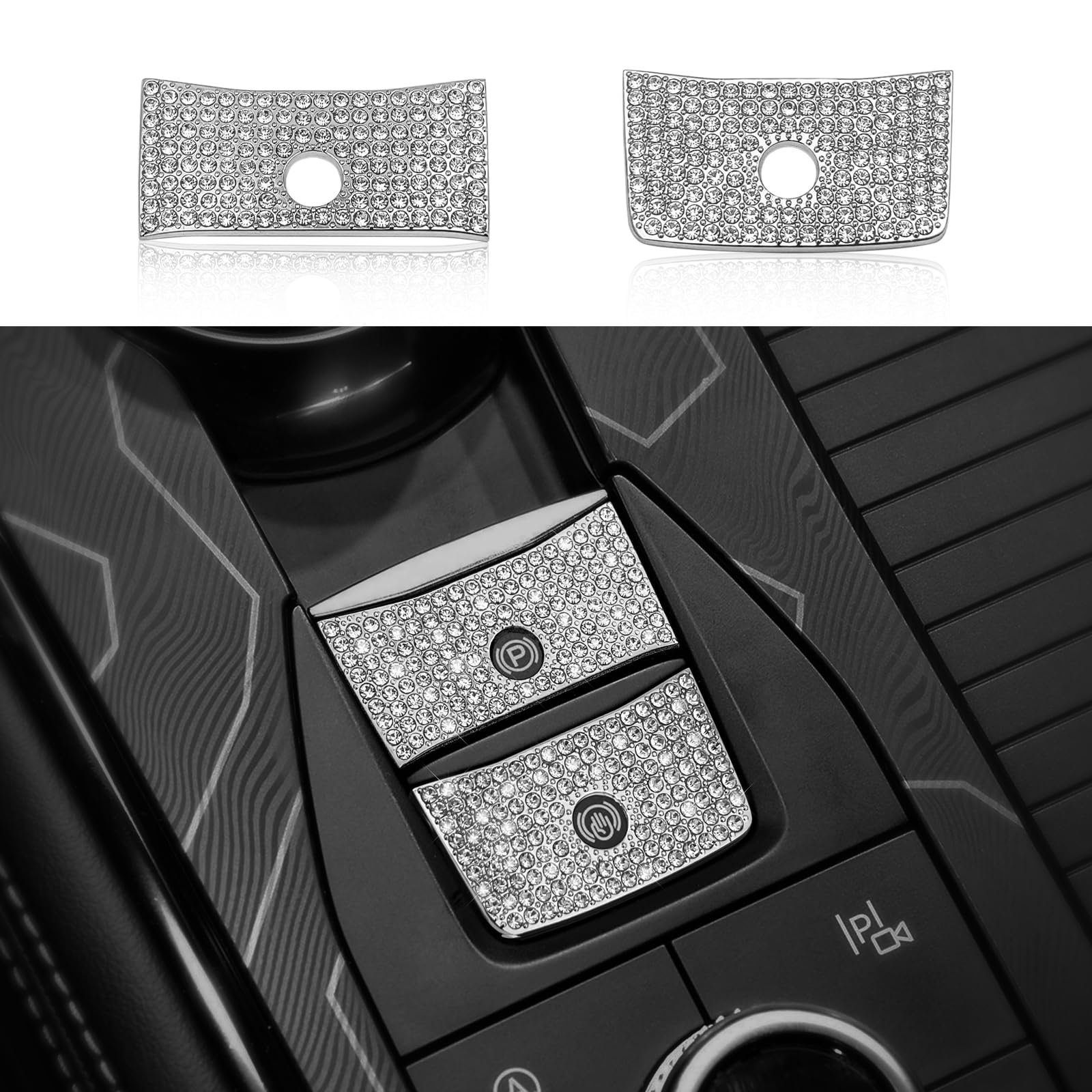 ZSJO Bling Car Accessory for Ford Explorer,Crystal Electronic Brake and Automatic Start/Stop Button Box Sticker for Ford Explorer 2020 2021 2022 2023