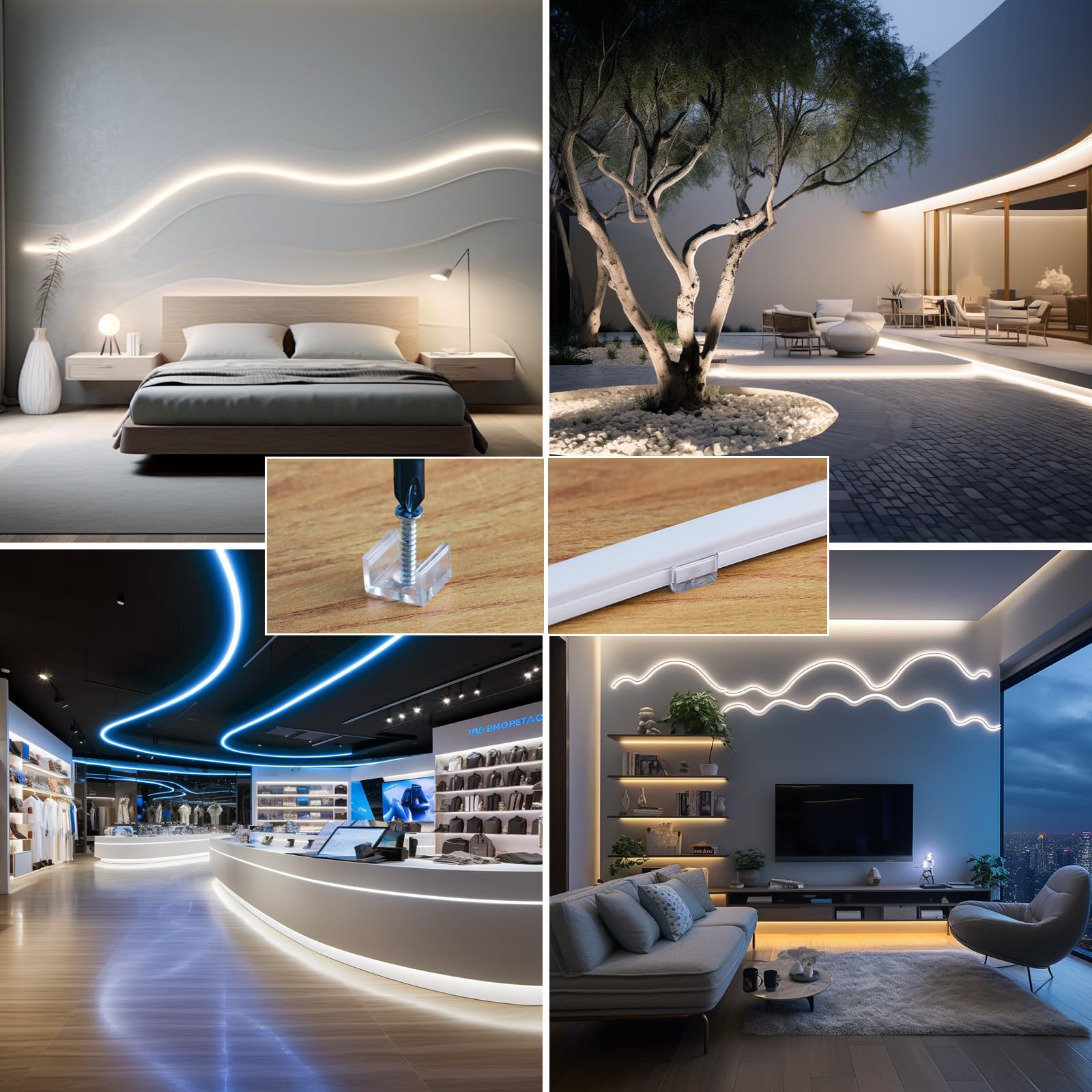 BENLUN Striscia LED Neon 24V Esterno Impermeabile IP65 15 Metri 10W/m | 4000K Bianco Naturale Luci LED Neon 400lm/m per cucina, Cortile, Giardino, Salotti, Residenziale (Alimentatore non Incluso)