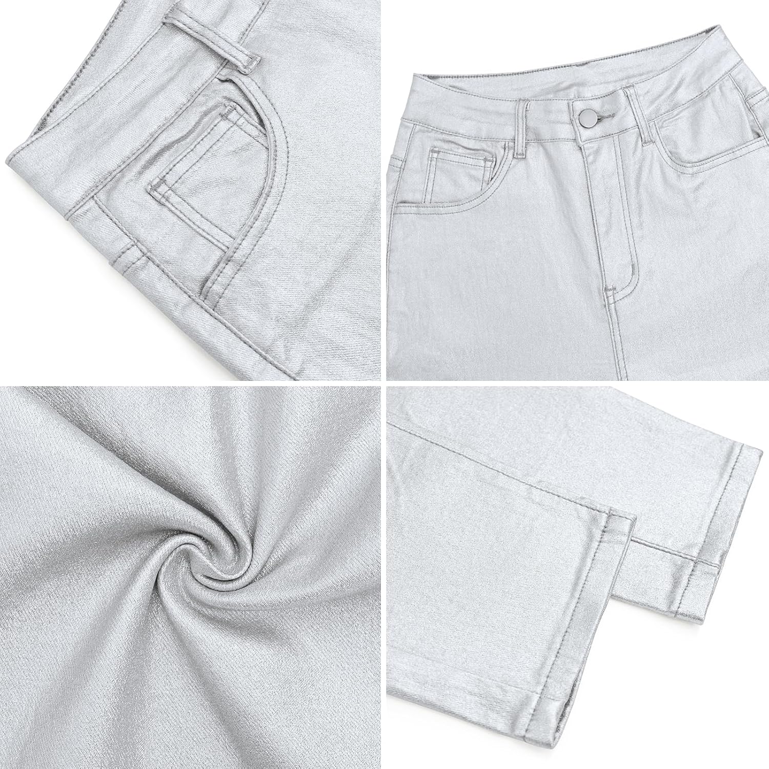 High Waist PU Leather Pants Stretch Skinny Disco Metallic Legging Pants Lightweight Tights Neon Pants - Image 5