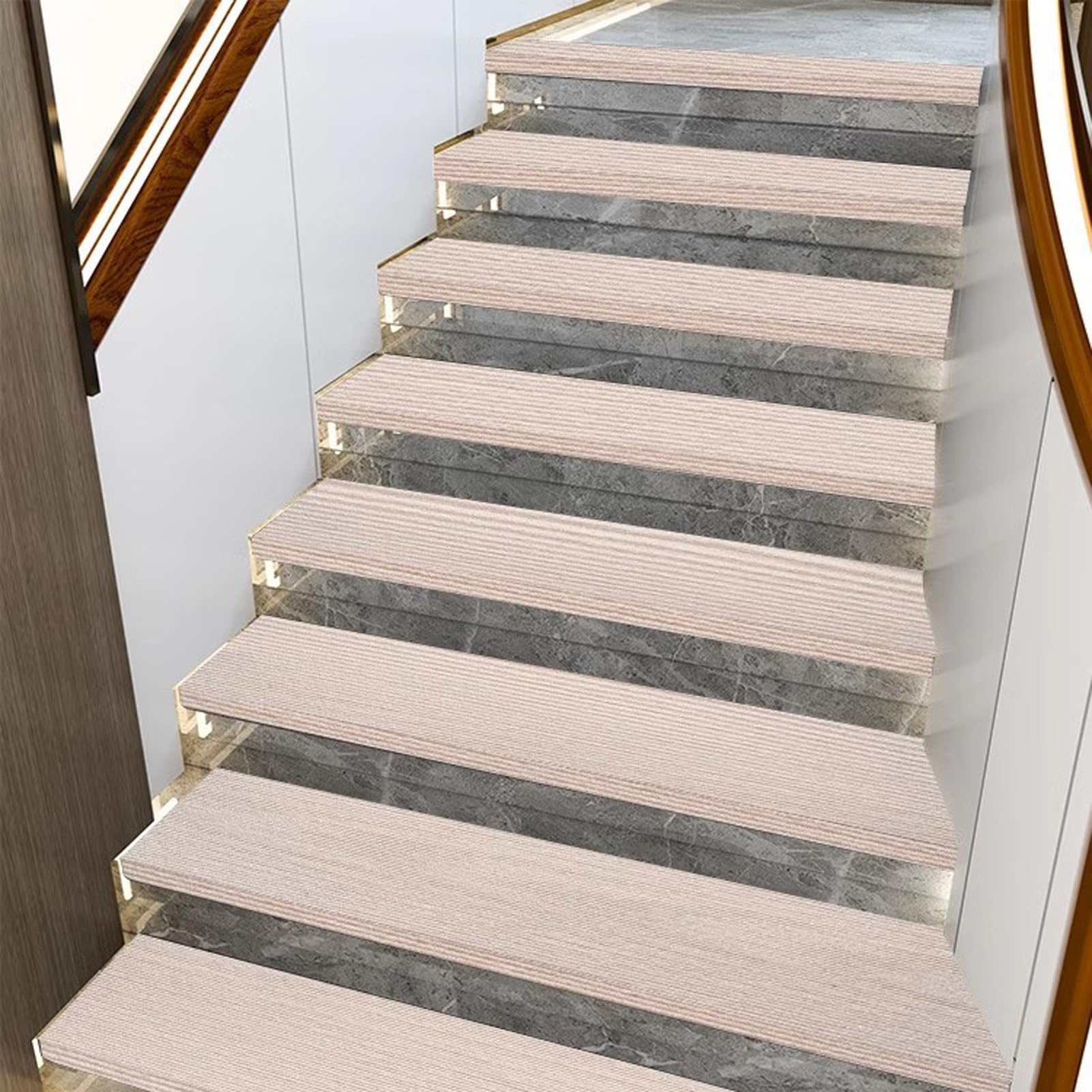 YTBHSHXZ stair treads， 8" X 30" Indoor Stair Runners Rugs Self Adhesive Pads for Staircase Step Treads(Beige,15pcs)