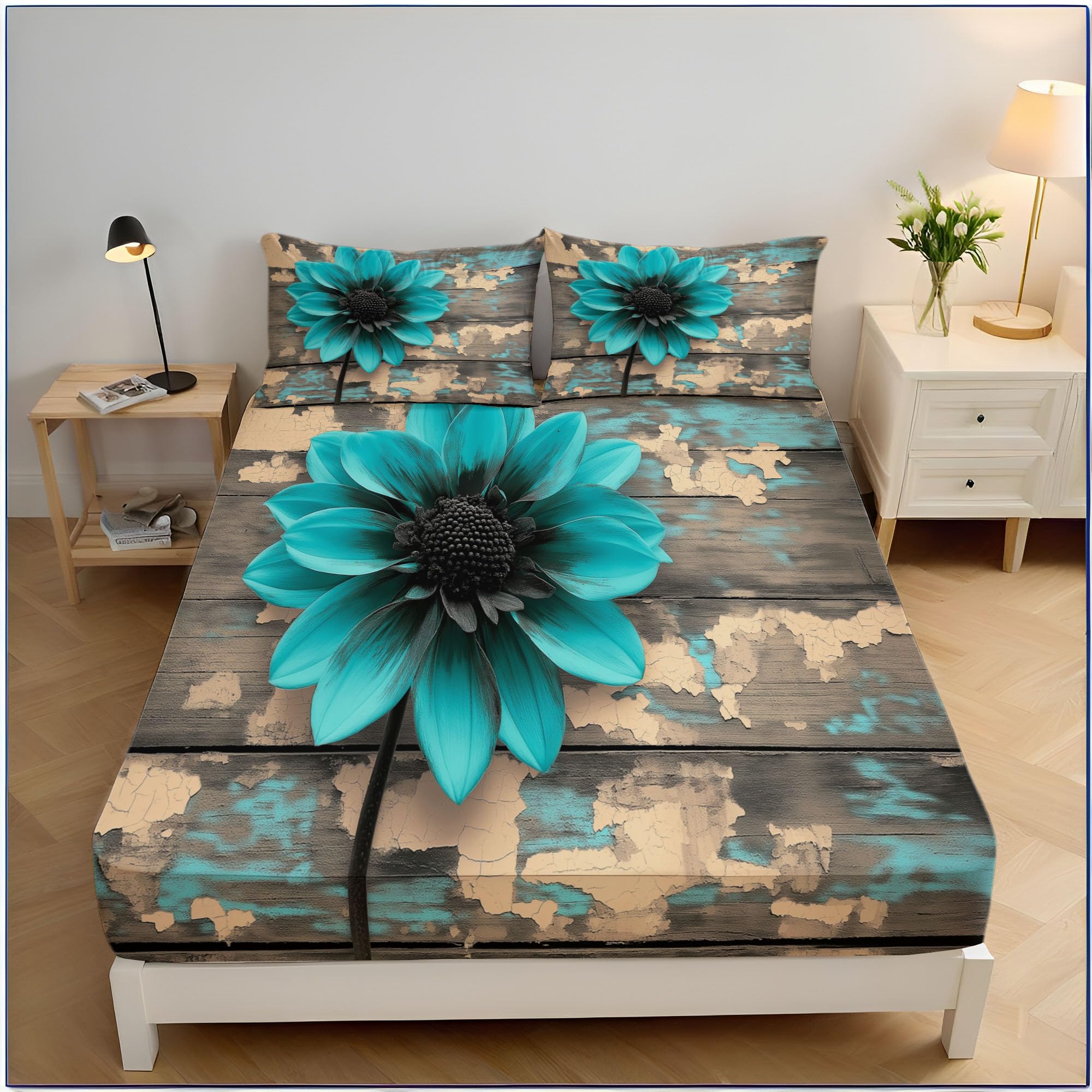 Drap-housse punk punk tournesol 200x200 cm pour grand lit original