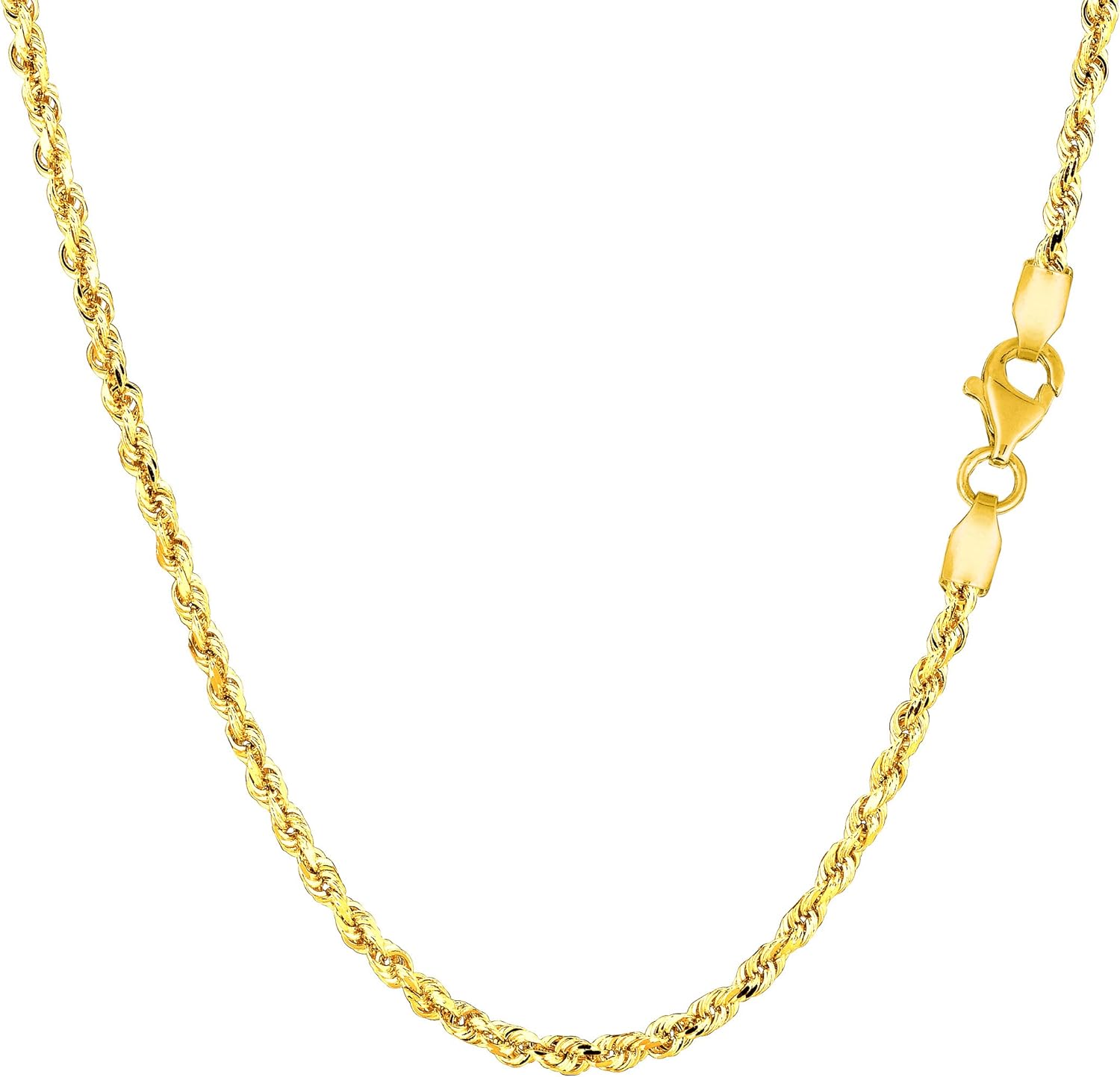 10k Yellow Solid Gold Diamond Cut Rope
