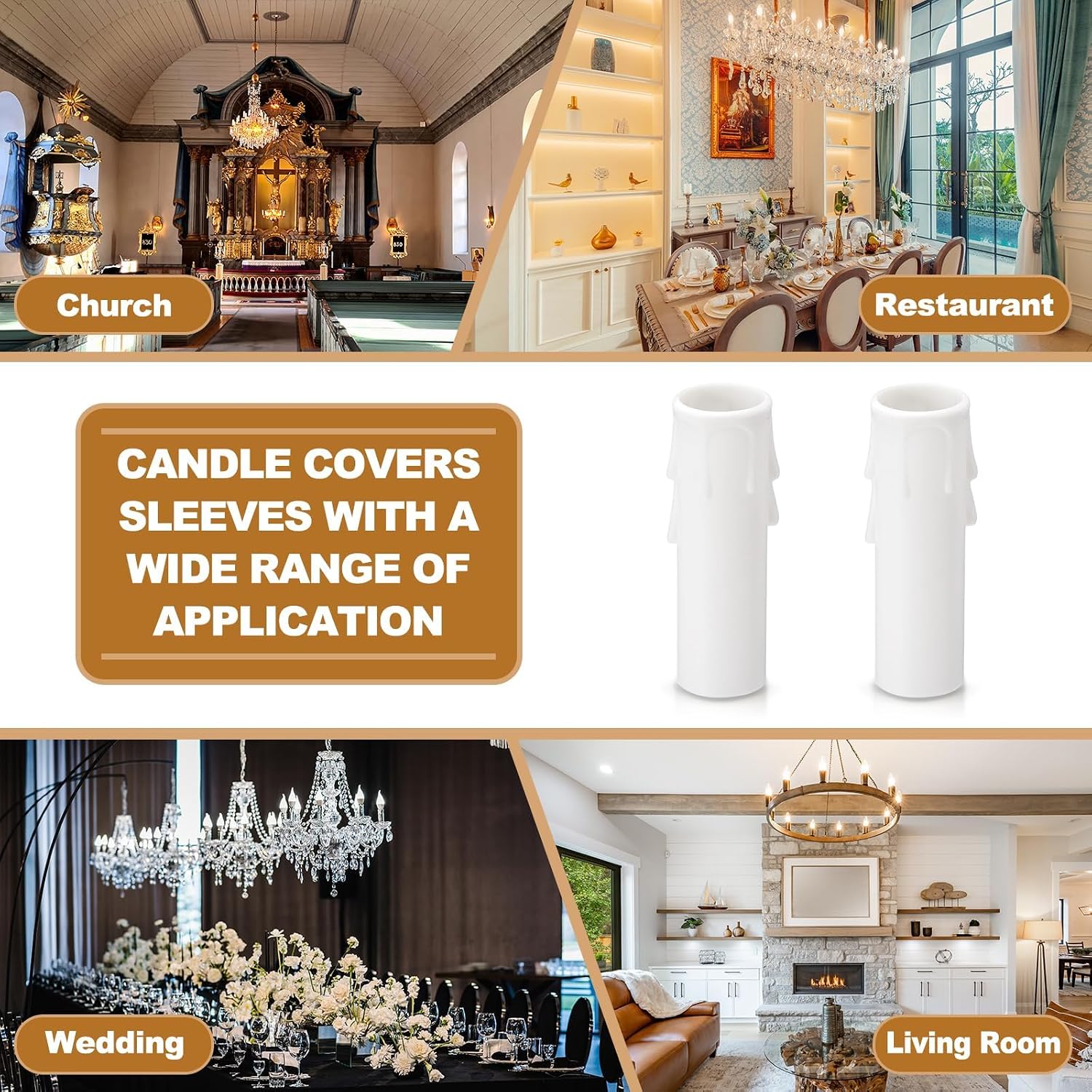PATIKIL 2.6 Inch Tall Candle Covers Sleeves, 12Pcs Plastic E12 Chandelier Socket Sleeves Drip Candle Socket Covers Bulb Light Base Holder for Crystal Candle Lamps, White