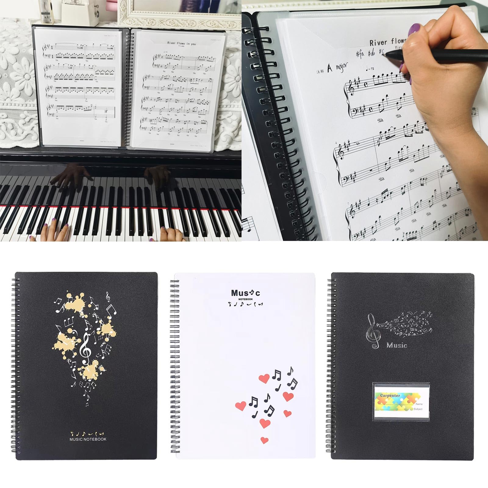 Sheet Music Folder 20 Sleeves 40 Pages Blanks Spirals Sheet Music Binder Organizers Band Sheet Music Holder