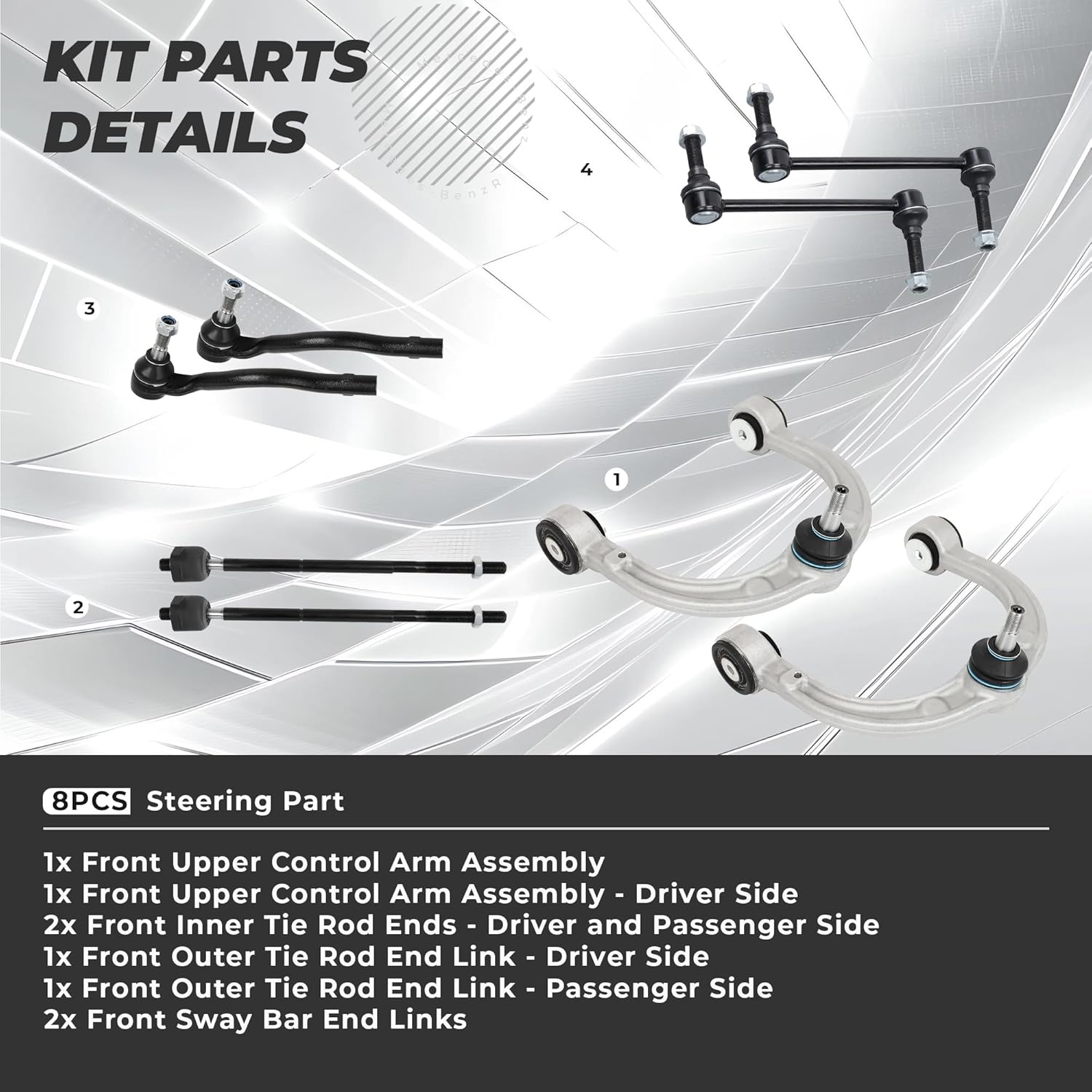 Front Suspension Control Arm Kit Compatible with 2007-2012 Mer-cedes GL320 GL350 GL450 GL550 ML320 ML350 ML450 ML500 ML550 ML63 AMG R320 R350 R500 R63 AMG Front Control Arm Suspension Kit