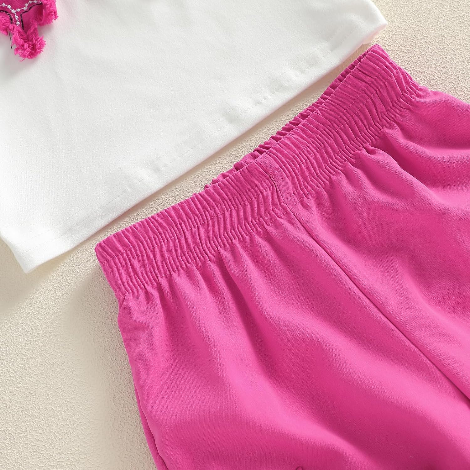 Kids Toddler Girl Outfit Short Sleeve Butterfly Embroidery Shirt Top Wide Leg Cargo Pants Set Baby Summer Clothes