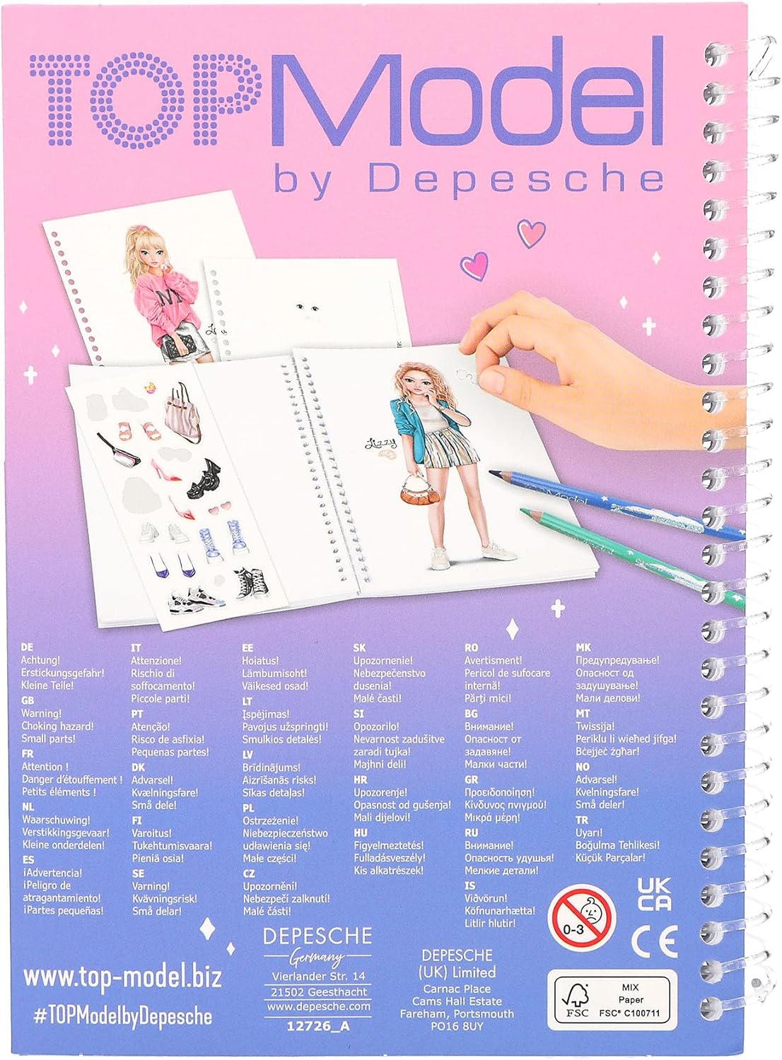 TOPModel Livre de Coloriage Poche: 120 Pages + Autocollants, Créativité Nomade - Image détaillée