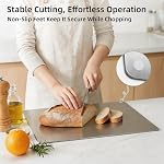 Stainless Steel Cutting Board, Kitchen Chopping Board for Cutting Meat, Veggies and Fruit, 15.7 × 11.8 × 0.8 inch