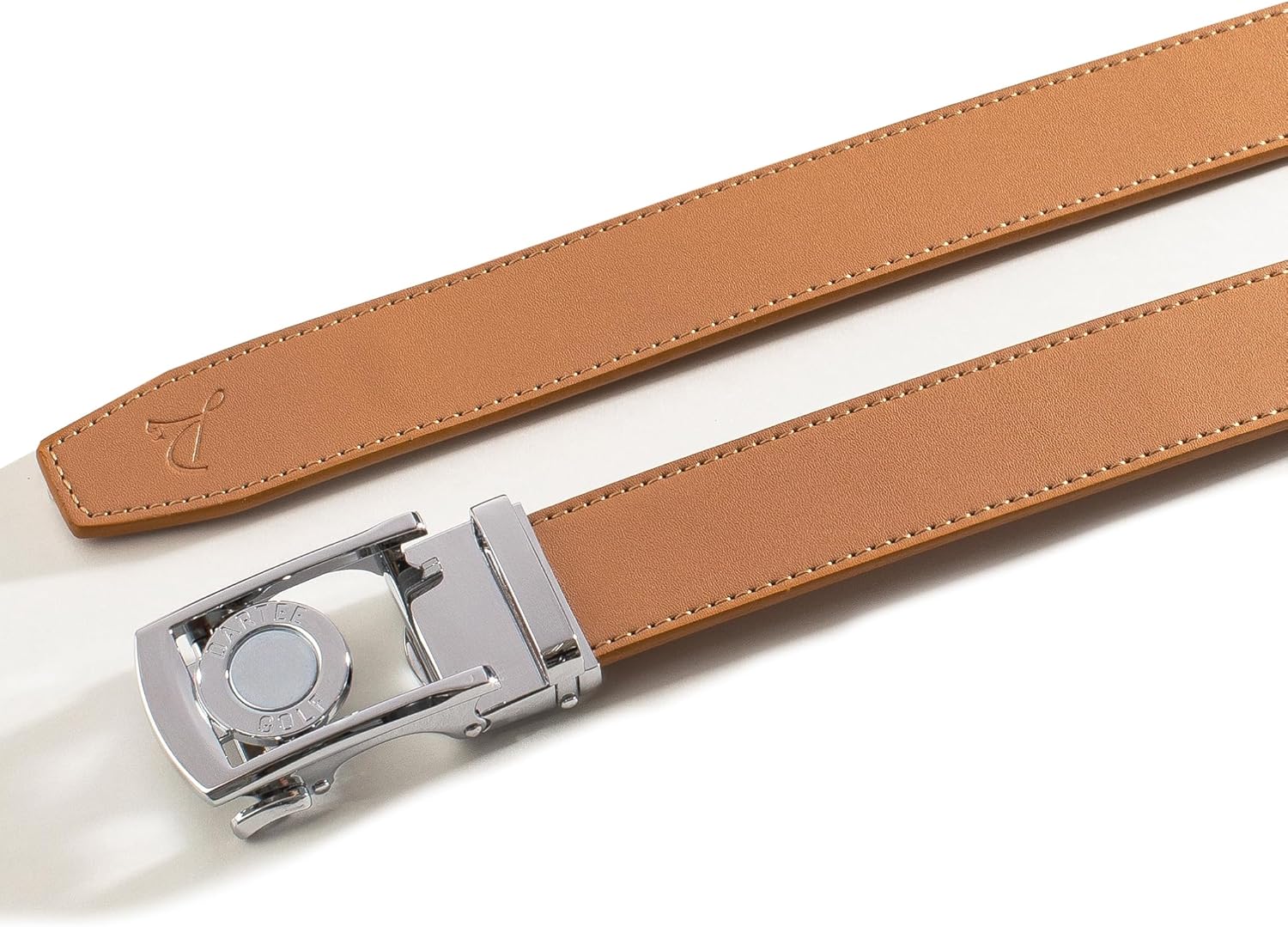 Dartee Men’s Golf Belt – Leather Ratchet Belt with Ball Marker, One-Size Adjustable Fit, Course and Casual Wear