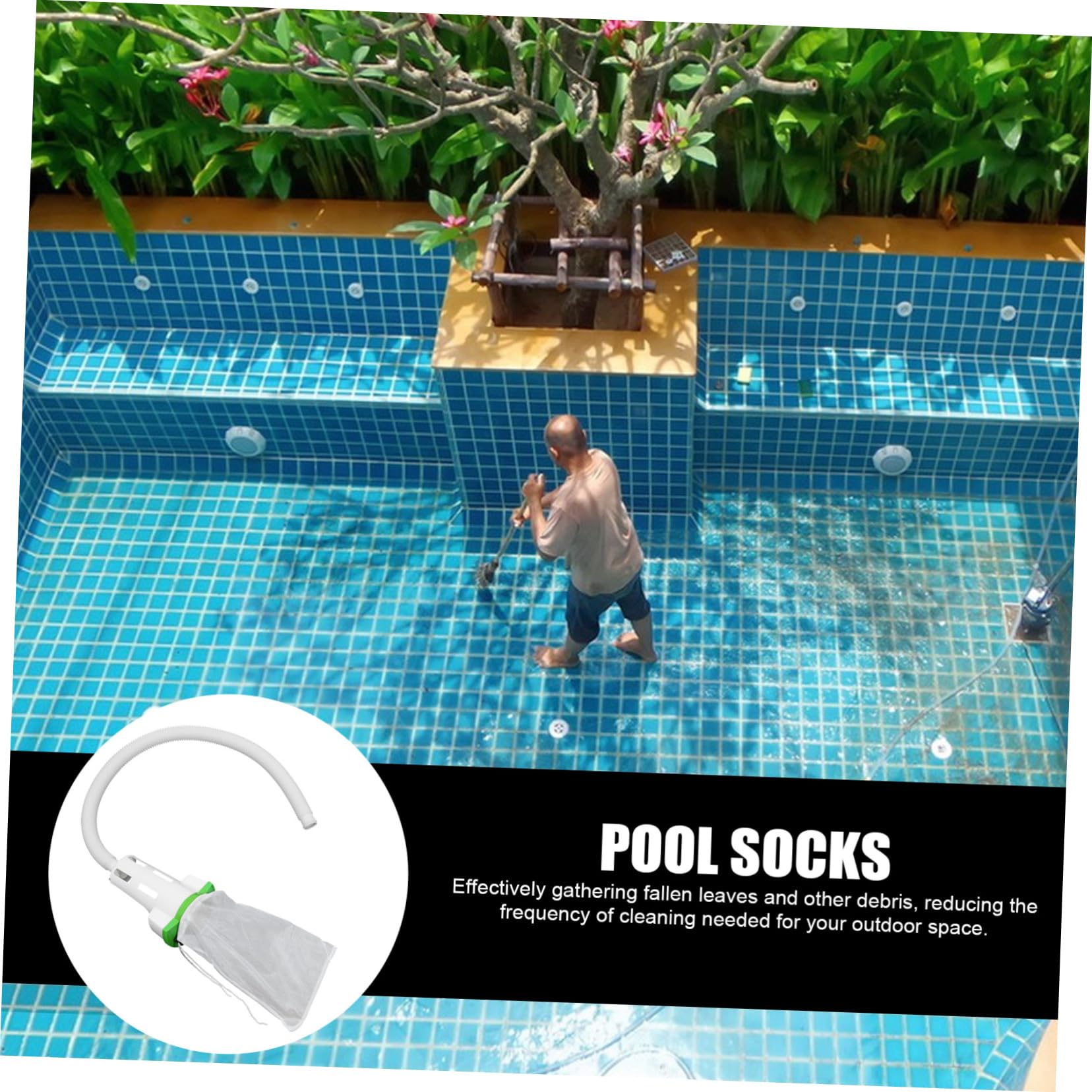 SUPVOX Chaussettes de Skimmer de Piscine en Nylon Blanc avec Tuyau Connecteur Abs pour Collecte et Débris Espaces Extérieurs Grands