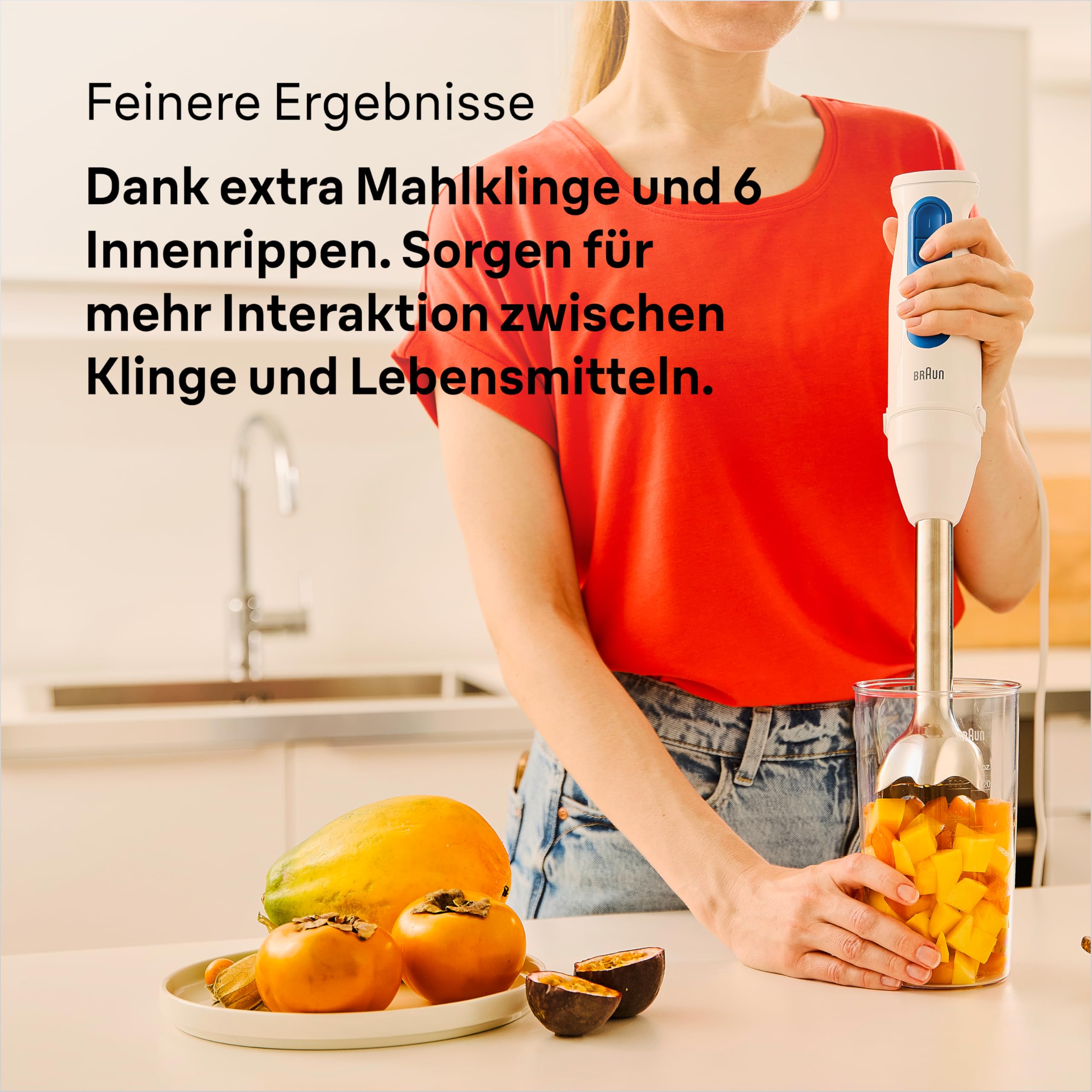 Braun Stabmixer MultiQuick 3 MQ 30202 M - Elektrischer Stabmixer mit PowerBell VPlus Technologie, 2 Geschwindigkeiten, EasyClick Plus System, 3-teiliges Zubehör-Set, 900 Watt, Weiß