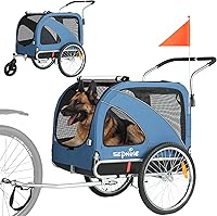 Vista 9 de Sepnine 2 en 1 Remolque de Bicicleta para Mascotas con una Rueda de Carrito de 15 cm Adecuada para Perros Pequeños y Medianos, Capacidad de Carga