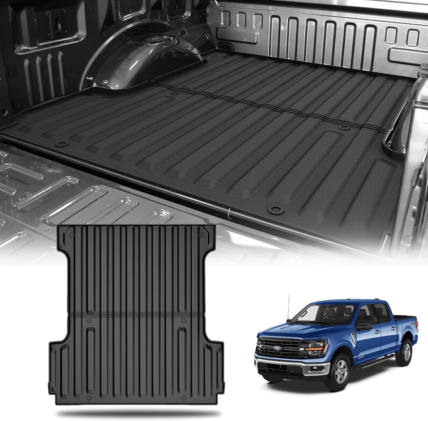 for Ford F-150 5.5FT Truck Bed Mat 2015-2024 (Includes 22-24 F 150 Lightning) - Custom Fit TPE Heavy Duty Bed Liner - All Weather Bed Mat for 2015-2024 Ford F150/F-150 Accessories