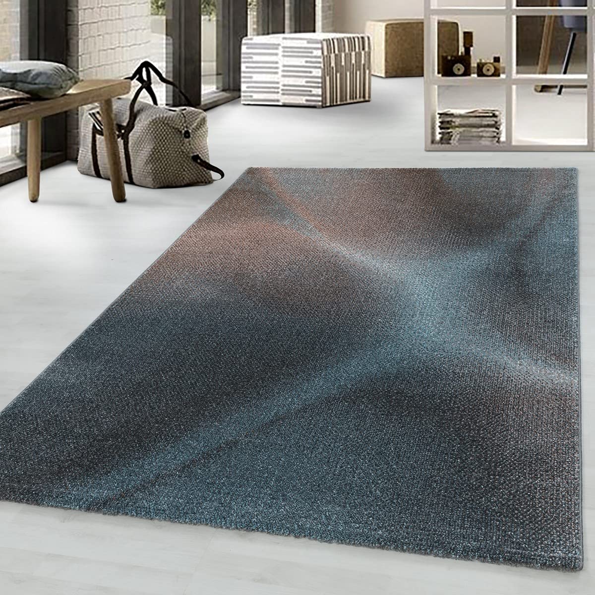 Tapis bleu Ombre plastique 200x290 anti-tache pour protéger durablement vos sols