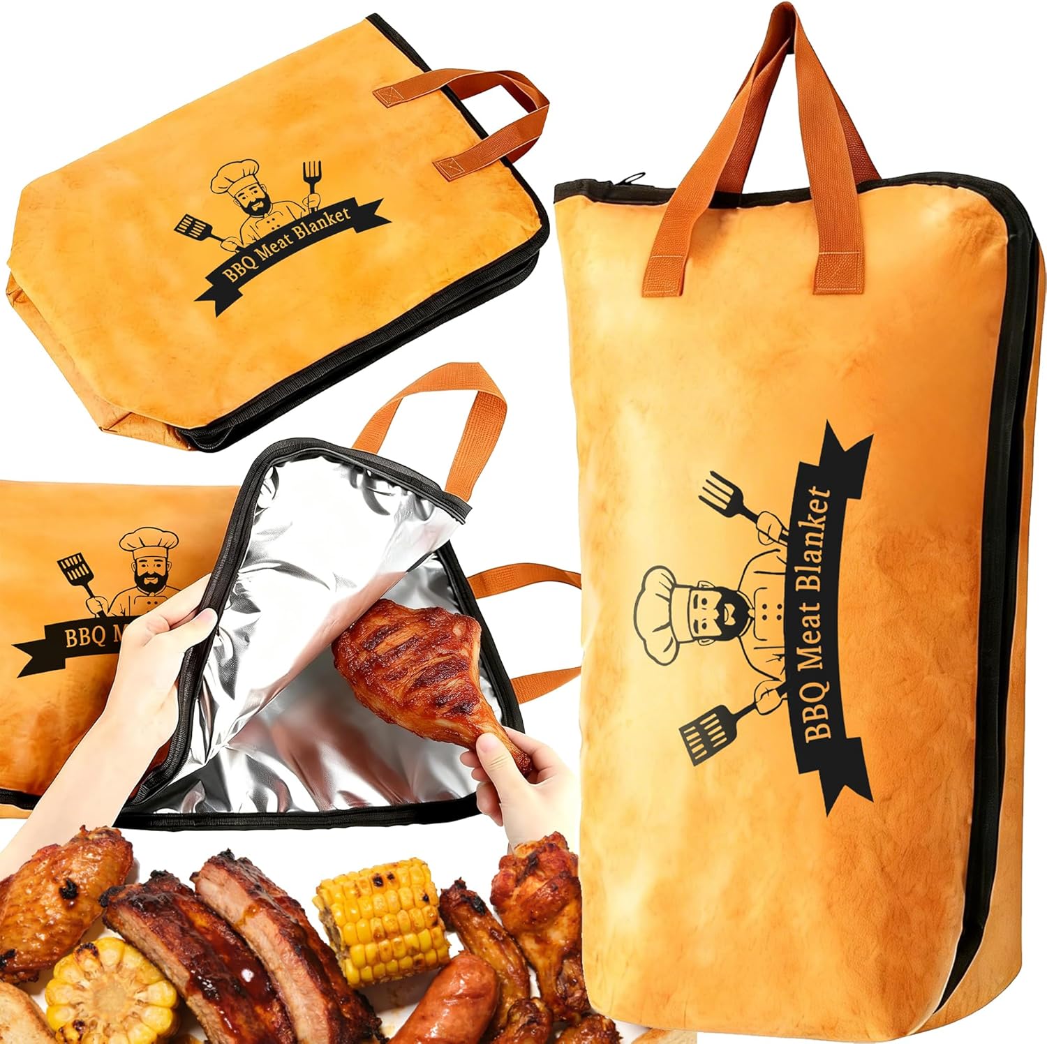 21in Insulated BBQ Blanket for Resting Meat Heavy-Duty Meat Resting Bag with Wide Mouth for Brisket,Pork Shoulder,Turkey,Anniversary Birthday Gift for Men Party Picnic Camping