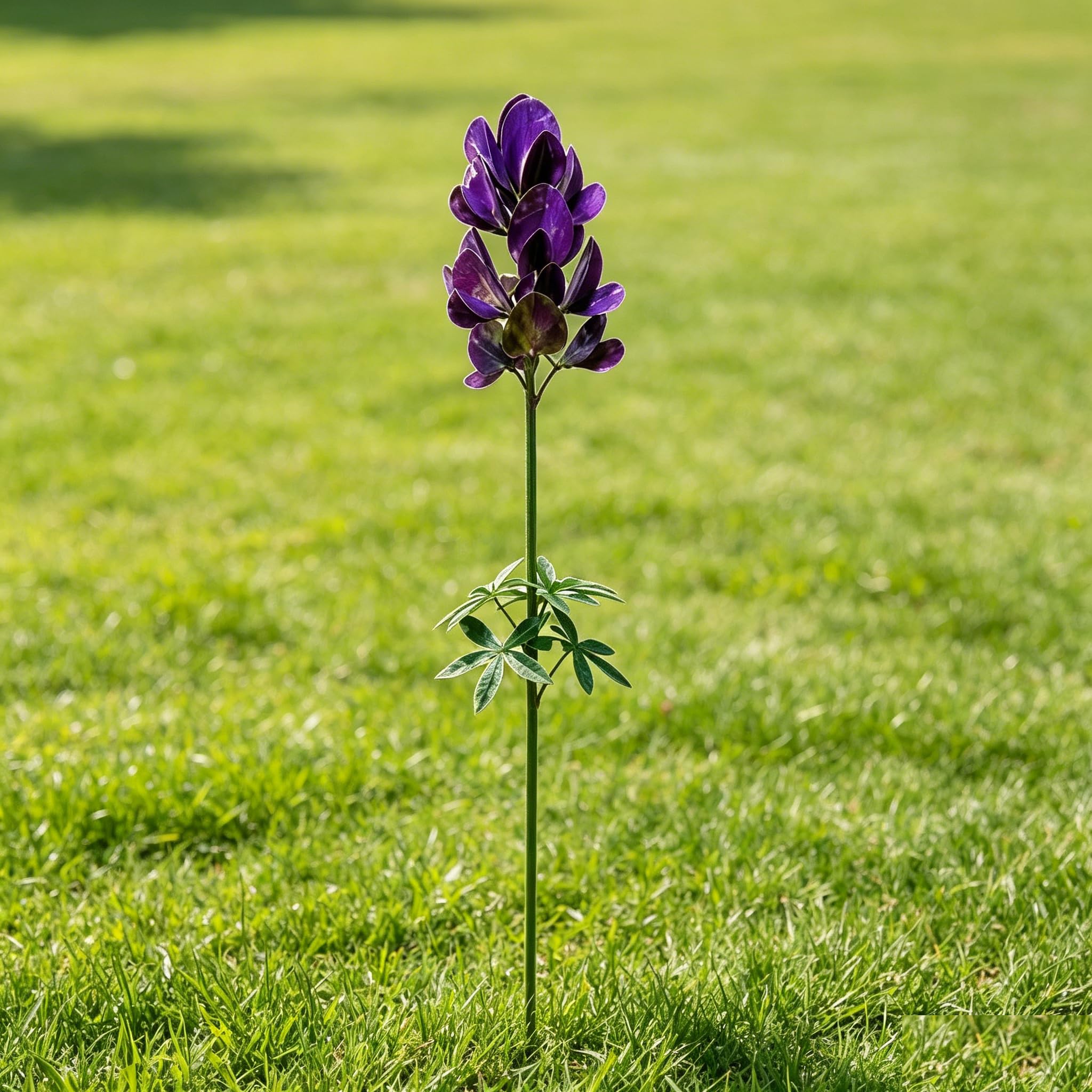 Lupine - Paletto da giardino in metallo, stile rustico, realizzato a mano, 65 cm, decorazione per esterni, ornamento floreale stravagante, scultura in metallo, per prato, patio, cortile, vialetto (2