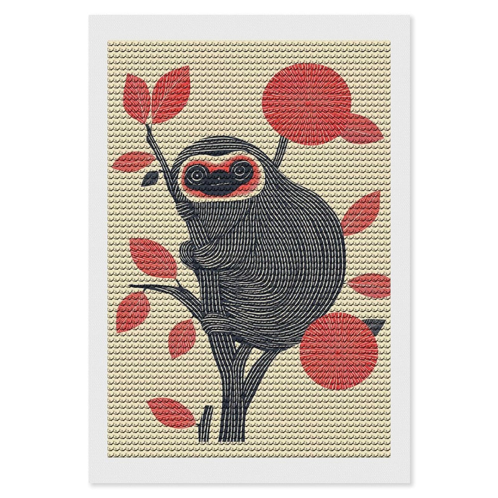 Junmoney Sloth in Tree Diamond Painting Set 8"x12", Holiday Gift Idea, for Creative Relaxation, Fun Craft Experience, Vintage Style Decor
