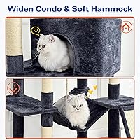Vista 5 de Cat Tree Tower 63in Multi-Level Cat Tower for Indoor Cats with Sisal Scratching Posts, Condo, Hammock, Dangling Ball and Extended Platform for Cats