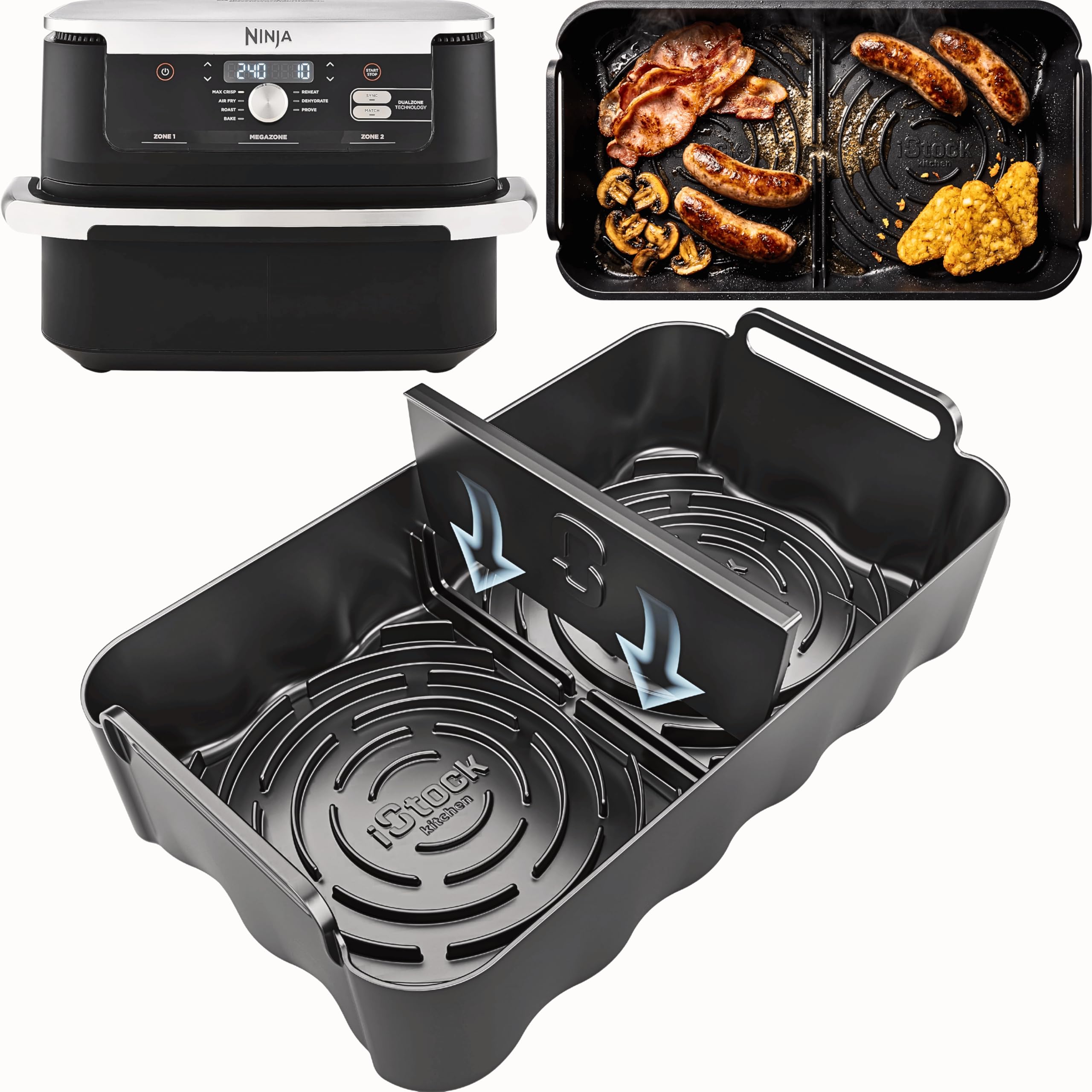 Airflow Max™ Ninja FlexDrawer 10.4L AF500UK 3-in-1 Silicone Liner with Divider | Glove-Like Fit | 3.5mm Thick with 15mm Ridges for Airflow | Ninja AF500UK Accessories 1PC | by iStock Kitchen