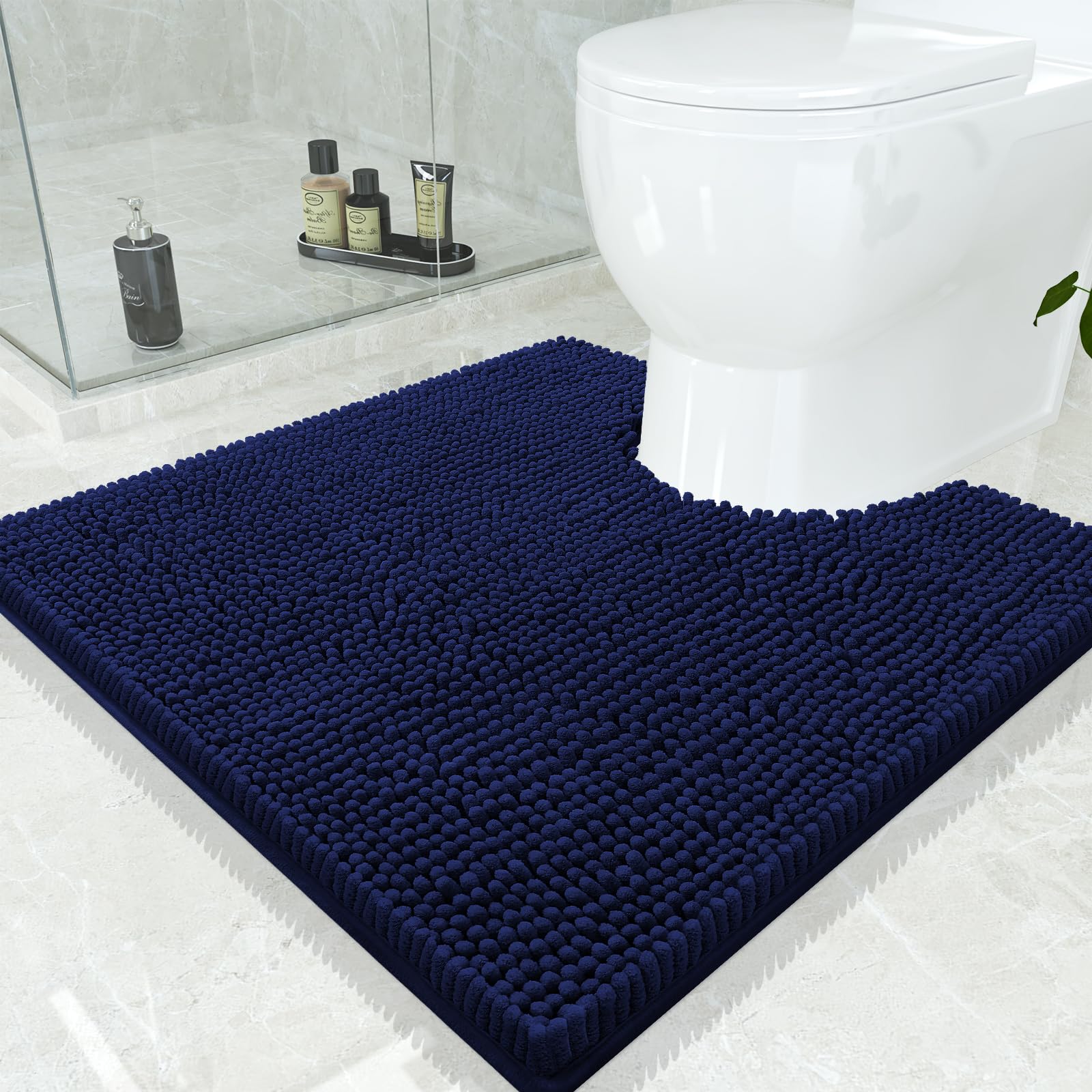 Smiry Toilet Rugs U-Shaped 24x24, Extra Soft Absorbent Contoured Bath Mat