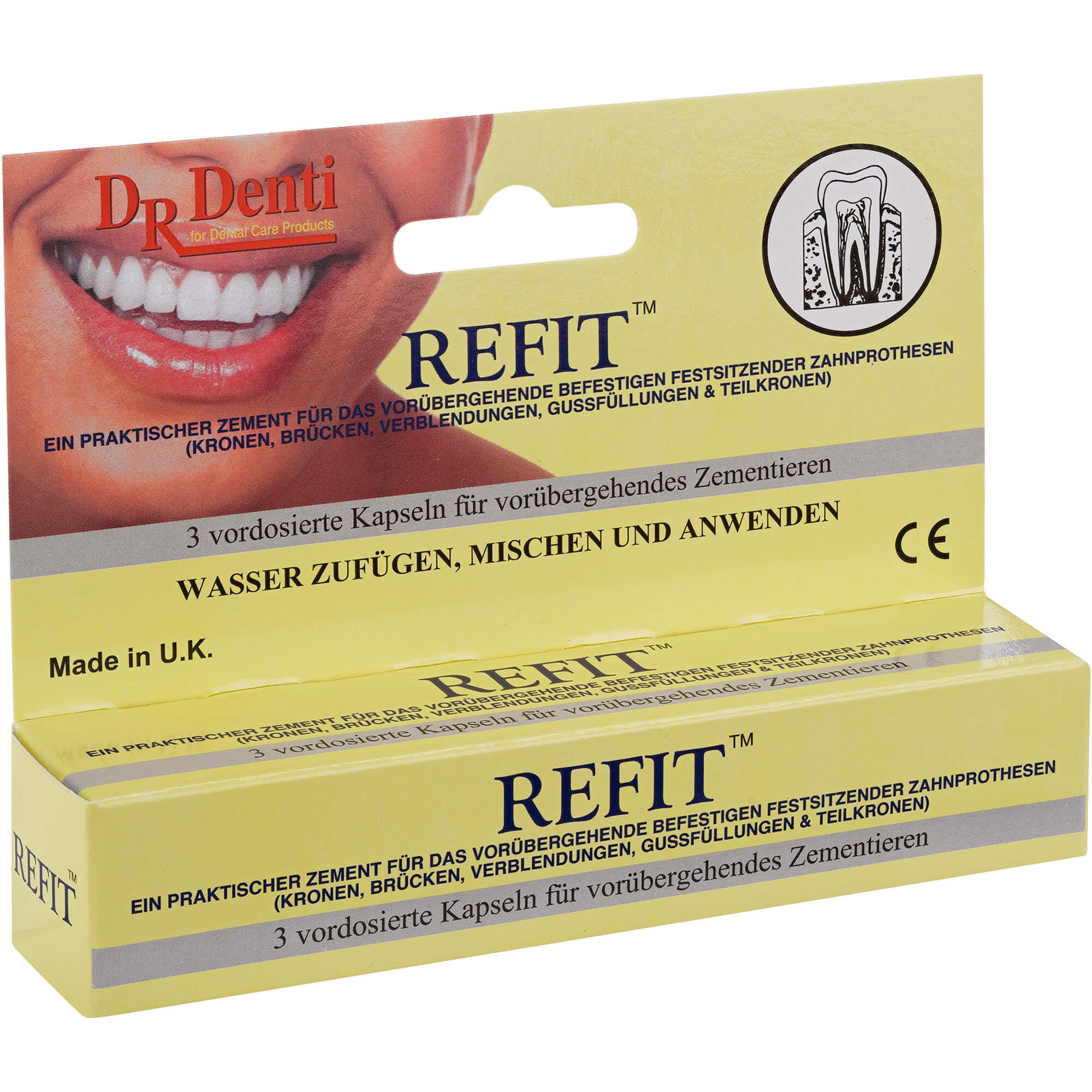 Lot de 3 capsules de ciment dentaire temporaire