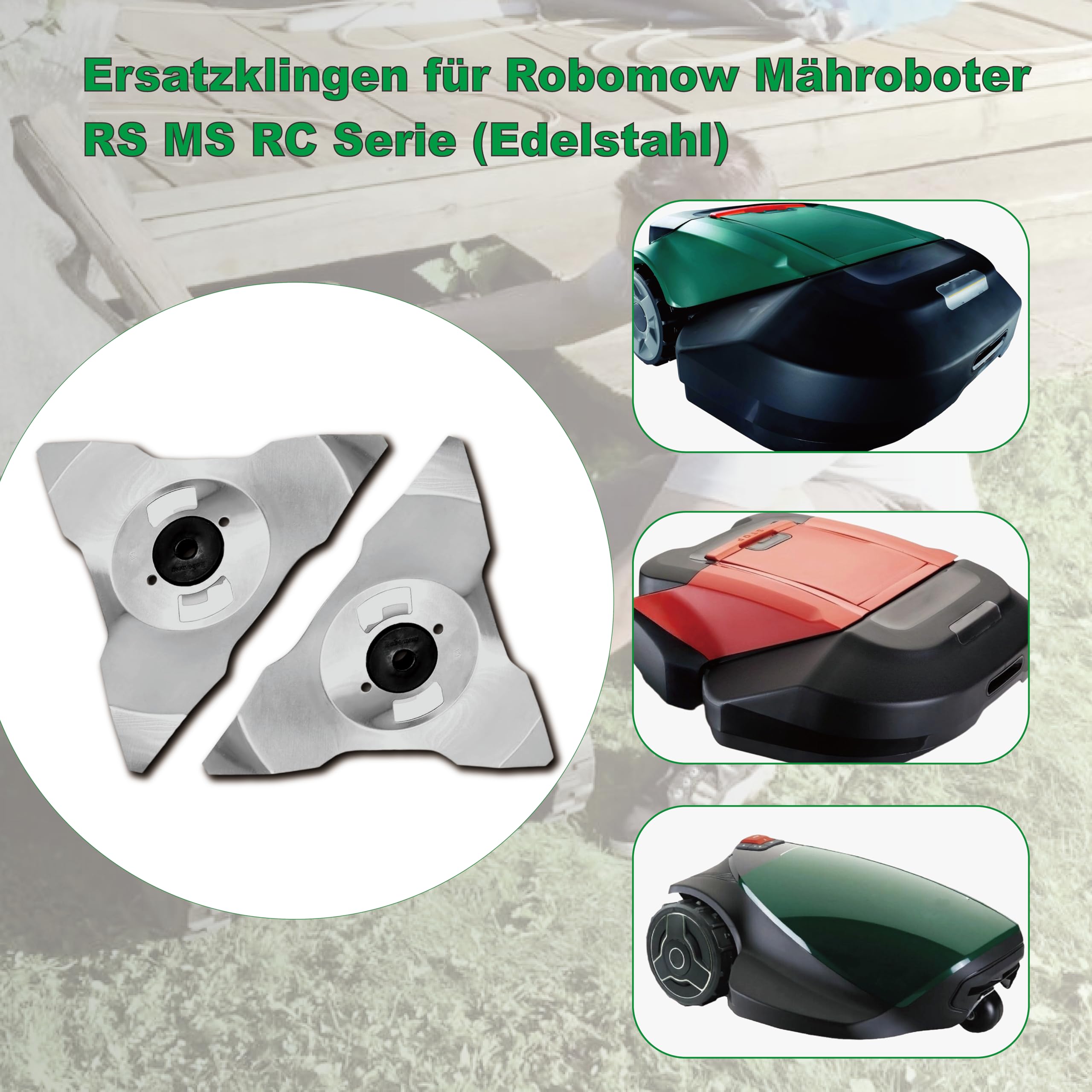 2 pezzi di lame di ricambio in acciaio inossidabile - compatibili con Robomow RS/MS/RC-Sene
