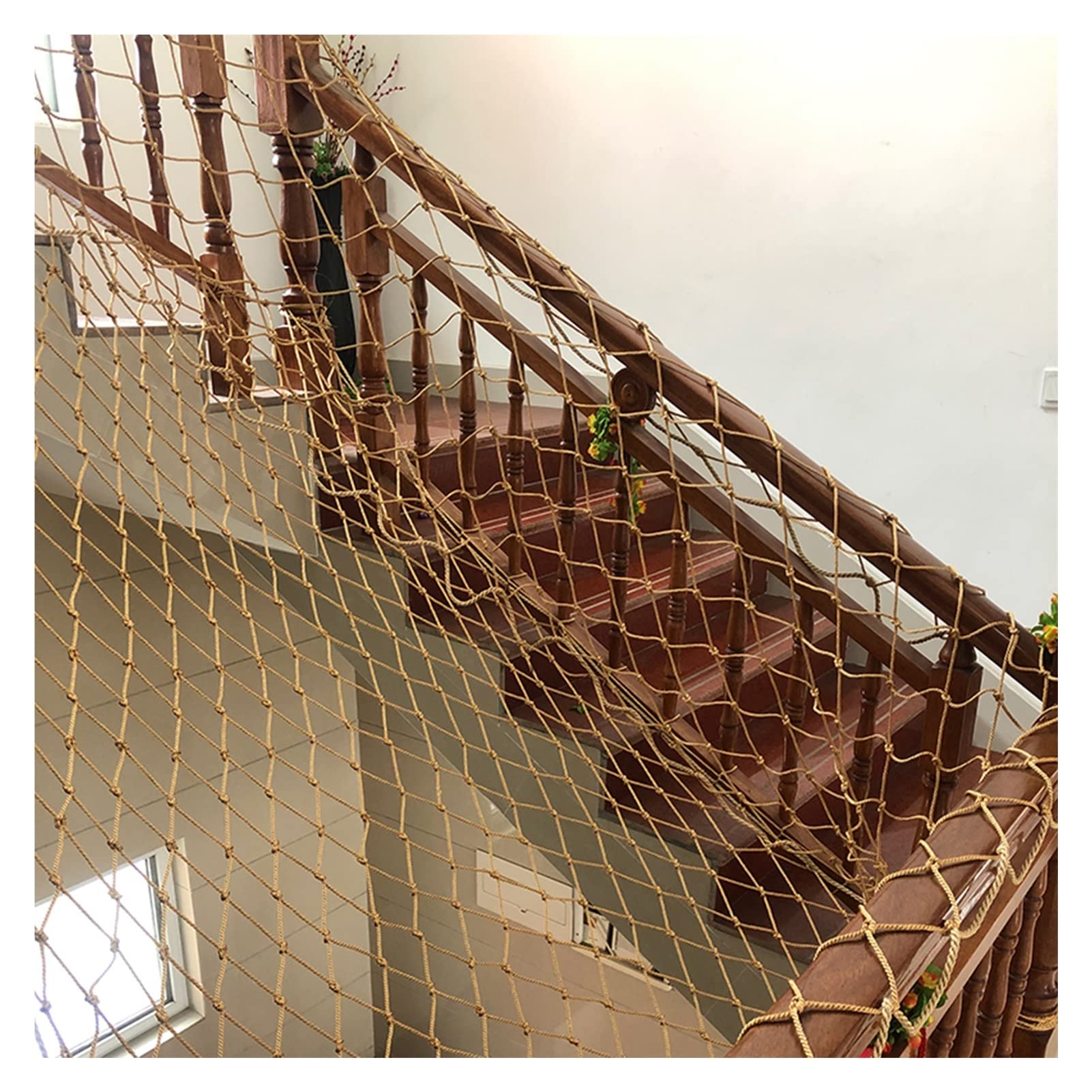 Barandilla Escaleras Red De Seguridad Marrón Red Anti-caída Tejida Balcón Redes De Decoración La Seguridad Malla De Valla Red De Protección De Nailon, Malla De 10 Cm, Personalizable