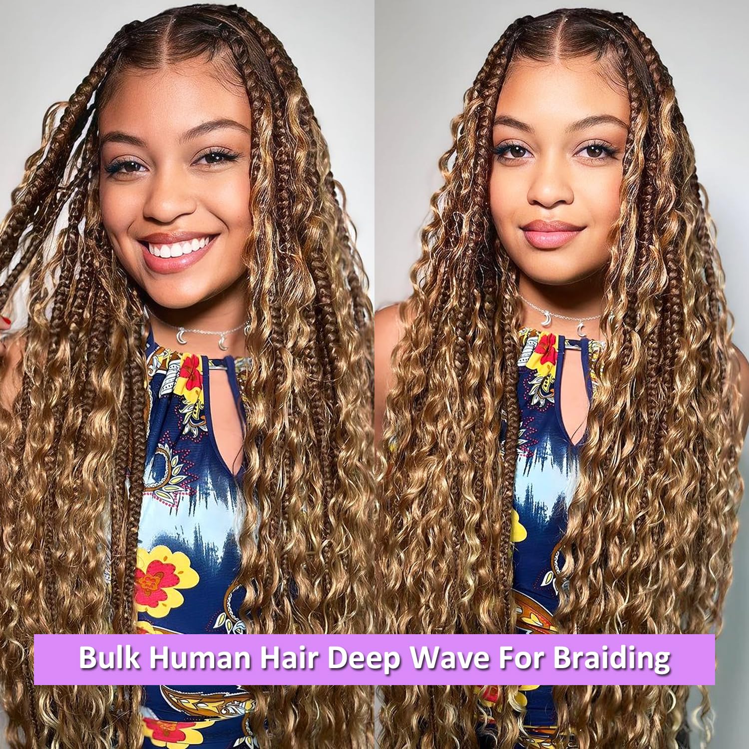Deep Wave Bulk Human Hair For Braiding 2Bundles Micro Braids Human Hair For Braiding Wet And Wavy Deep Twist Human Braiding Hair For Women (27# - Image 3