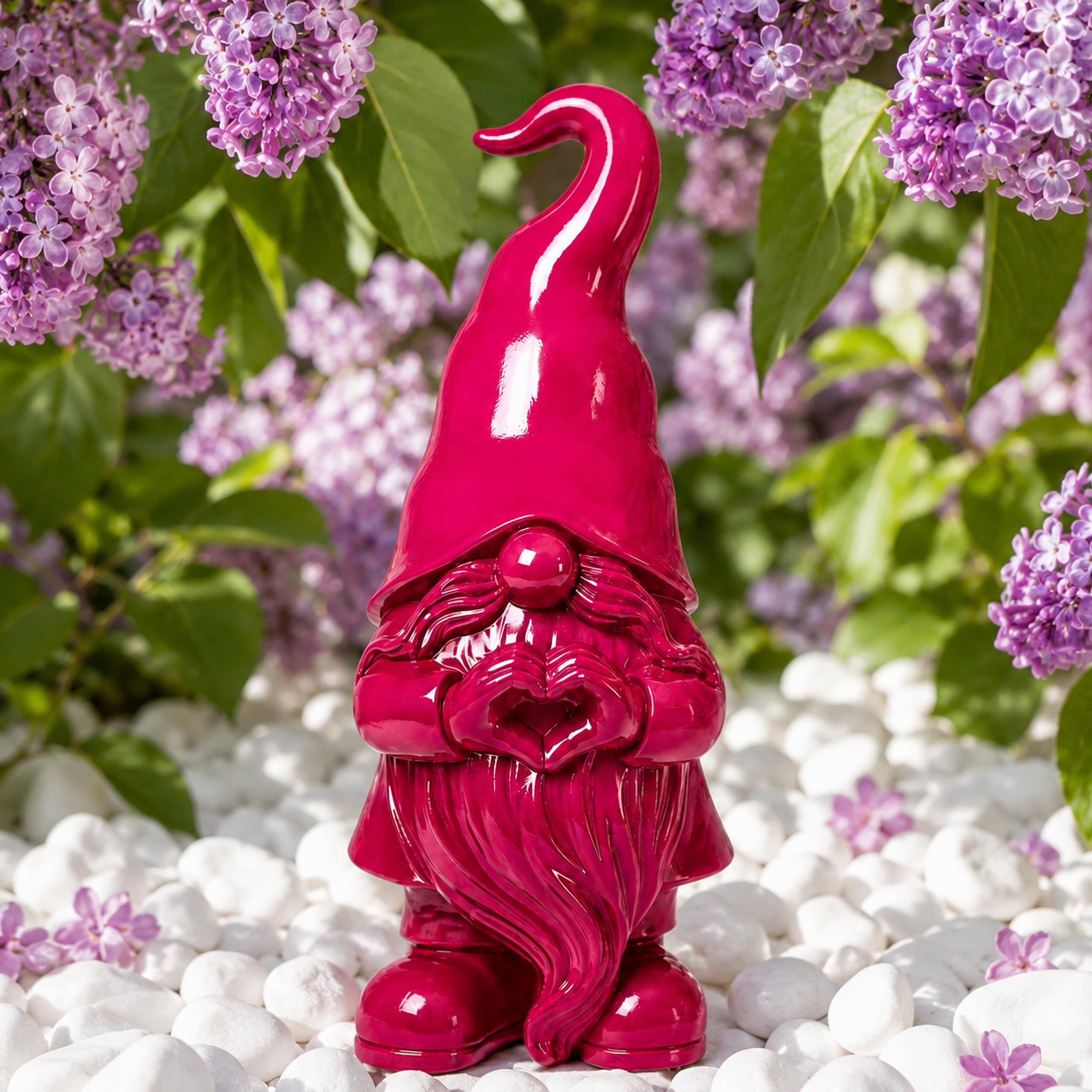 Pommerntraum ®| Gartendeko Verliebter Gartenzwerg Zwerg Wichtel Gnom Herz | Sammlerfigur Gartenfigur DesignZwerg Pop-Art Zwergenfigur Zwergenskulptur (AMOR)