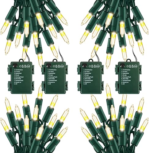 Miniatura 9 de Luces de Navidad alimentadas por pilas, paquete de 2 unidades de 60 luces LED de 20 pies, funciona con pilas, luces de Navidad, luces de ambiente de
