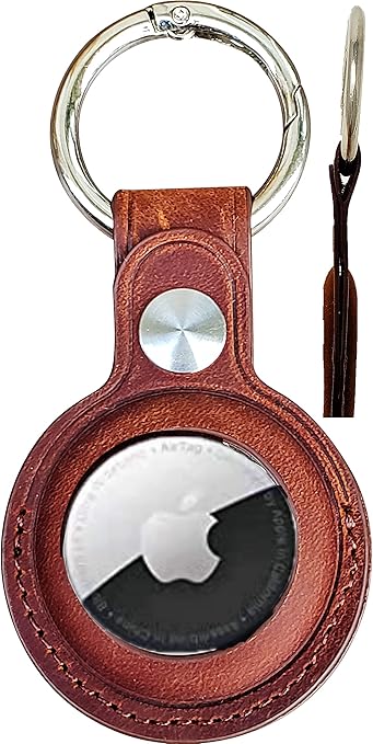 tne crazy horse genuine leather case for apple airtags case airtag holder with key ring keychain protective cover air tag case cover for backpack suit