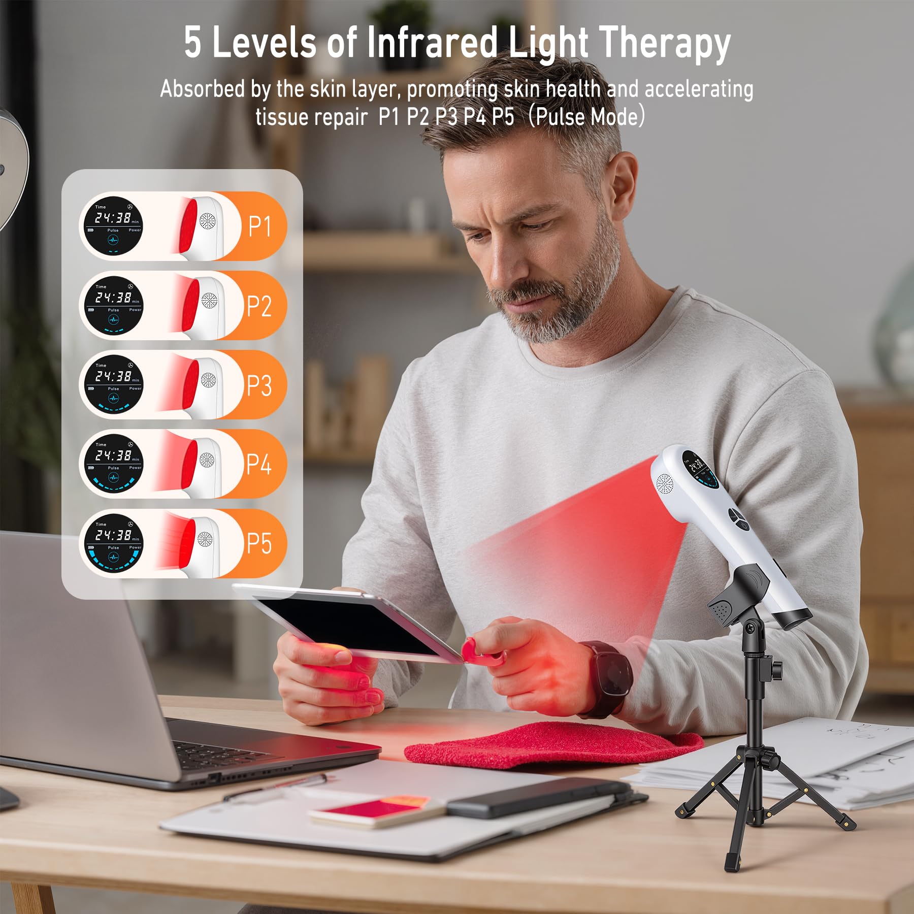 VAYALT Dispositivo Terapia Luz Roja, Terapia Luz Roja para Aliviar Dolores Musculares y Articulares Agudos, Terapia Luz Roja para Rostro Cuerpo, PortáTil Terapia Luz Roja para Mascotas