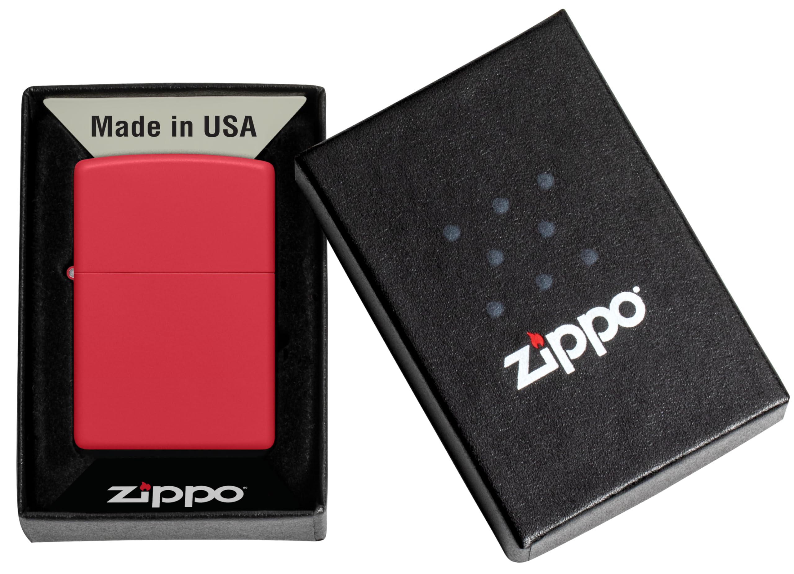Zippo Sturmfeuerzeug - Modell Flame - Red Matte Finish mit Lasergravur - Nachfüllbar - Wiederverwendbar - Windfestes Design - Geschenkbox - Made in USA – Bild 6