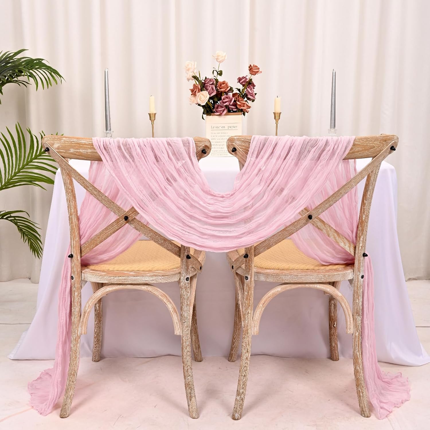 15 Pack Light Pink Cheesecloth Table Runner 17 x 108 Inch Fall Thanksgiving Boho Rustic Farmhouse Gauze Cheese Cloth Runner for Wedding Party Baby Shower Home Decor Holiday Decorations