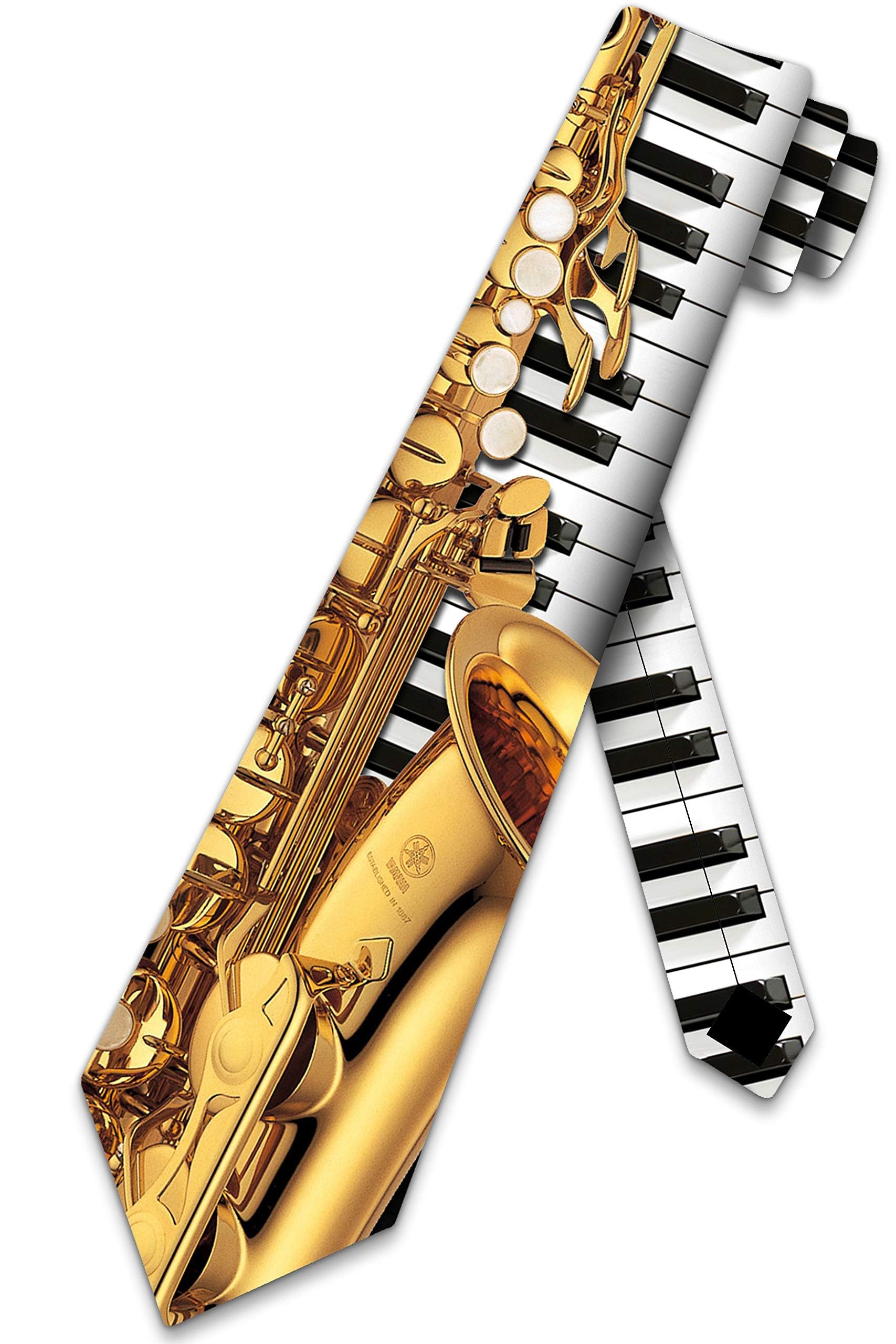 BHHJKK Music Ties Mens Jazz Saxophone Piano Necktie