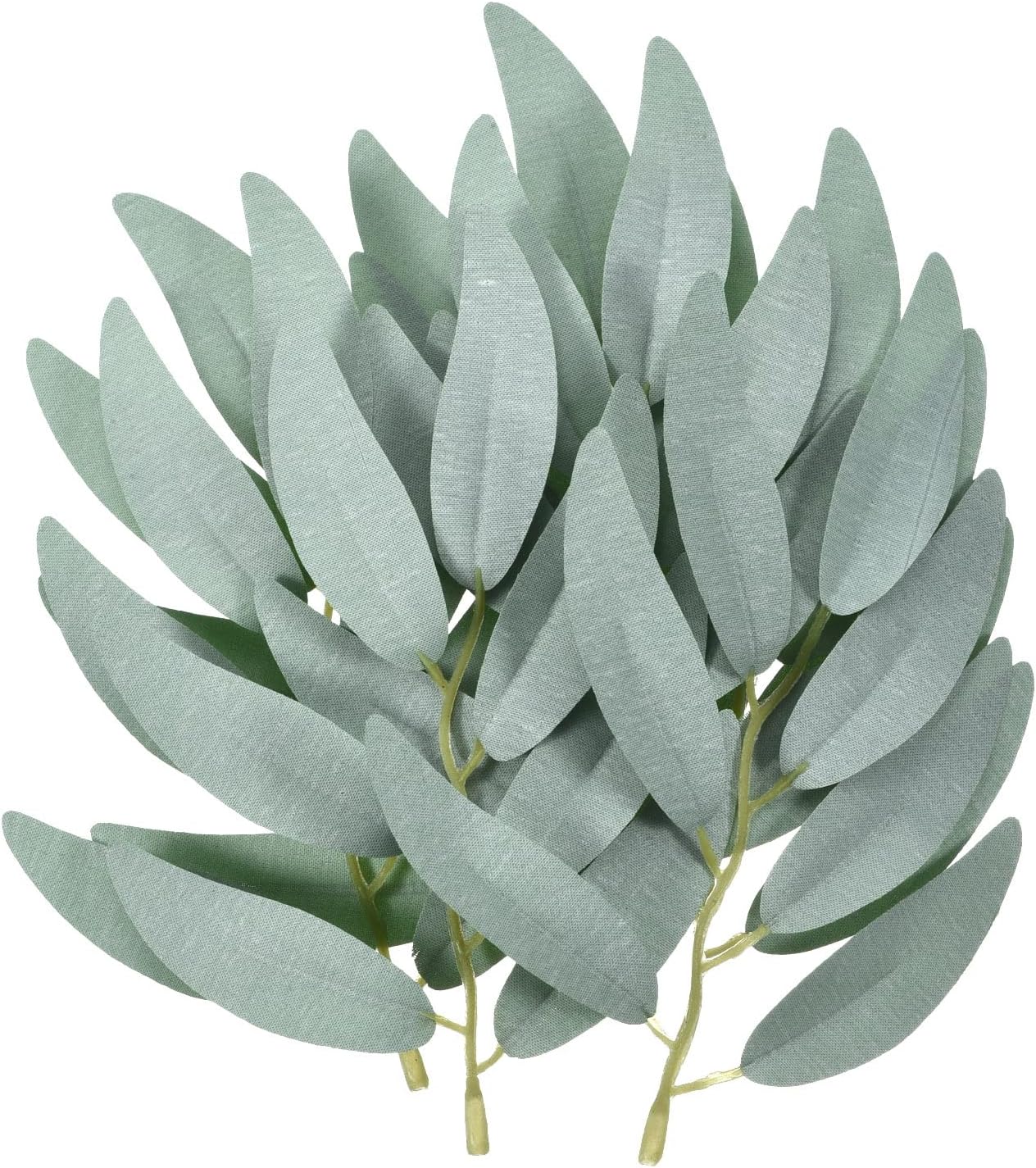 PATIKIL 5.9 Inch Artificial Willow Leaves, 40 Pieces Fake Willow Greenery Garland Stems Faux Silk for Wedding Bouquets Wreaths Decor, Grey Green