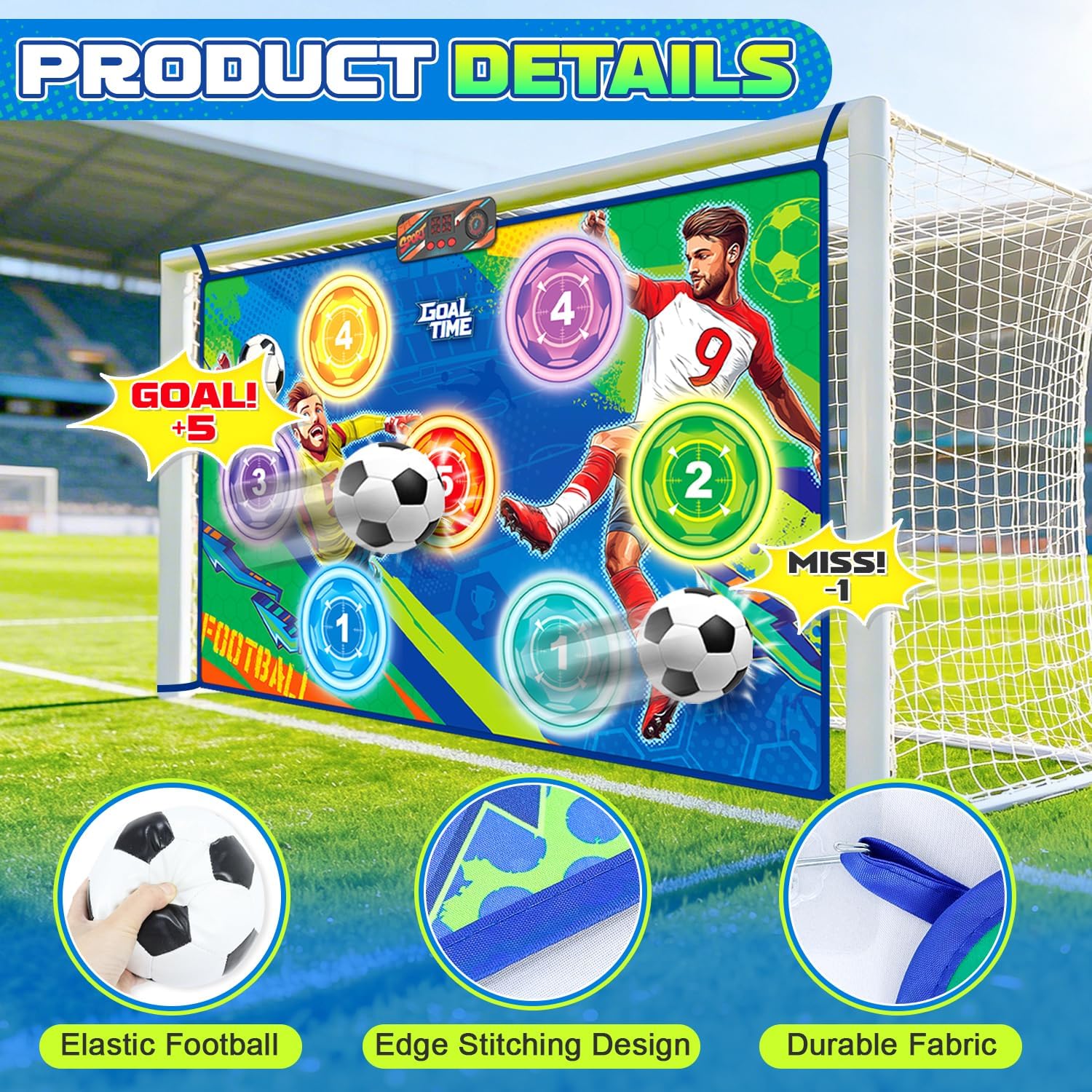 2026 Upgraded Electronic Scoring Soccer Game Set for Kids, Soccer Toss Target Game Indoor Outdoor with Real-Time Scoring & 3 Modes, Soccer Bot Birthday Toy Gifts for Boys Girls Ages 3-5 6-8 8-12 Years