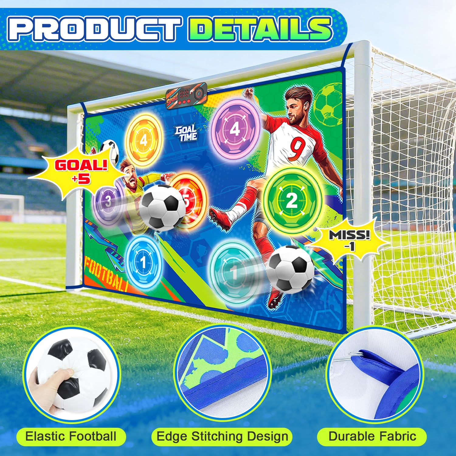 FOTSHAR Juego de fútbol electrónico, Juego de portería de fútbol para Interiores y Exteriores con Pantalla de puntuación en Vivo, 3 Modos, 2 Bolas, Regalo de cumpleaños, Juego de fútbol