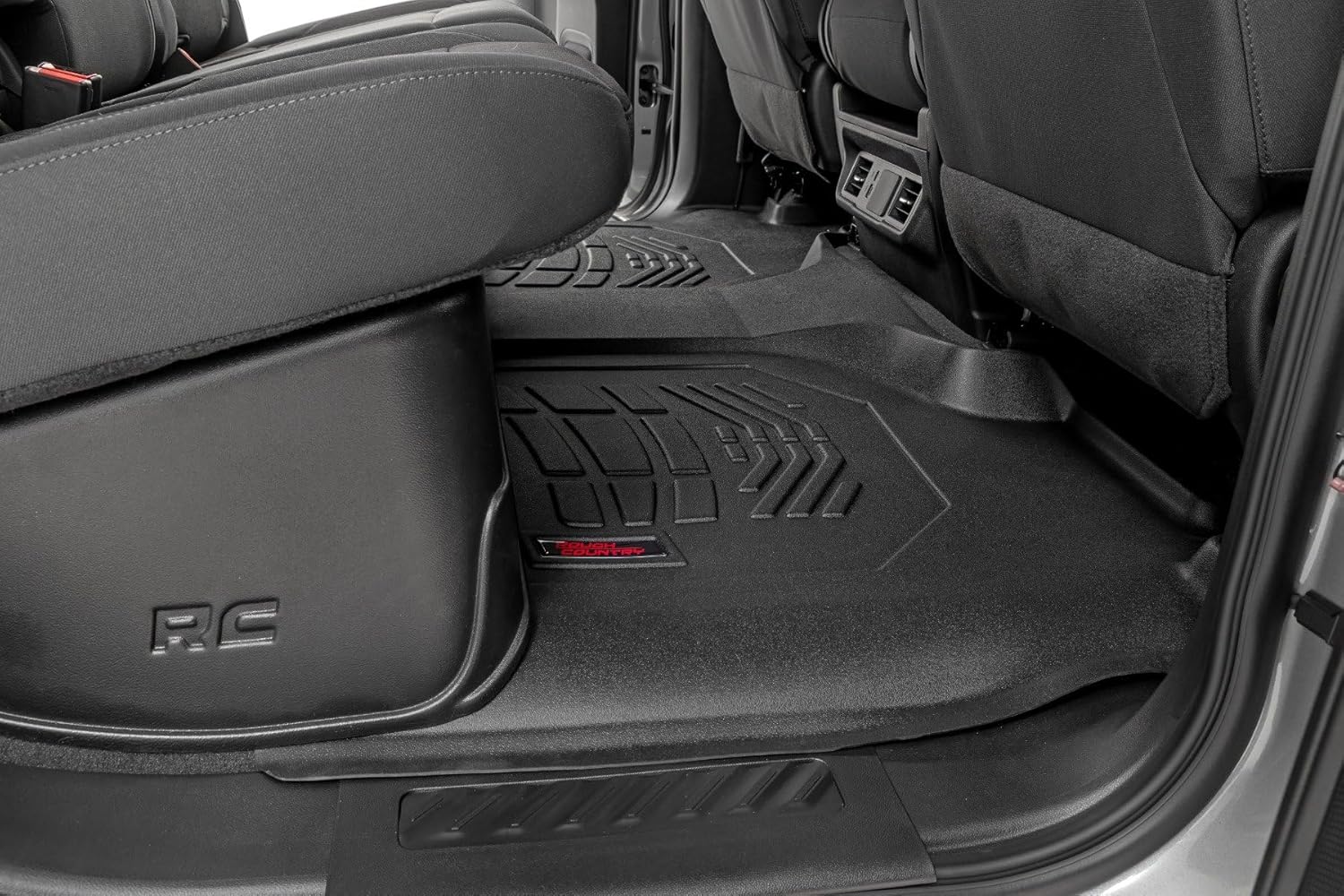 Rough Country Sure-Fit Floor Mats for Chevy Silverado & GMC Sierra 1500/2500HD/3500HD (2019-2025) Crew Cab with Bucket Seats, Front & Rear Set
