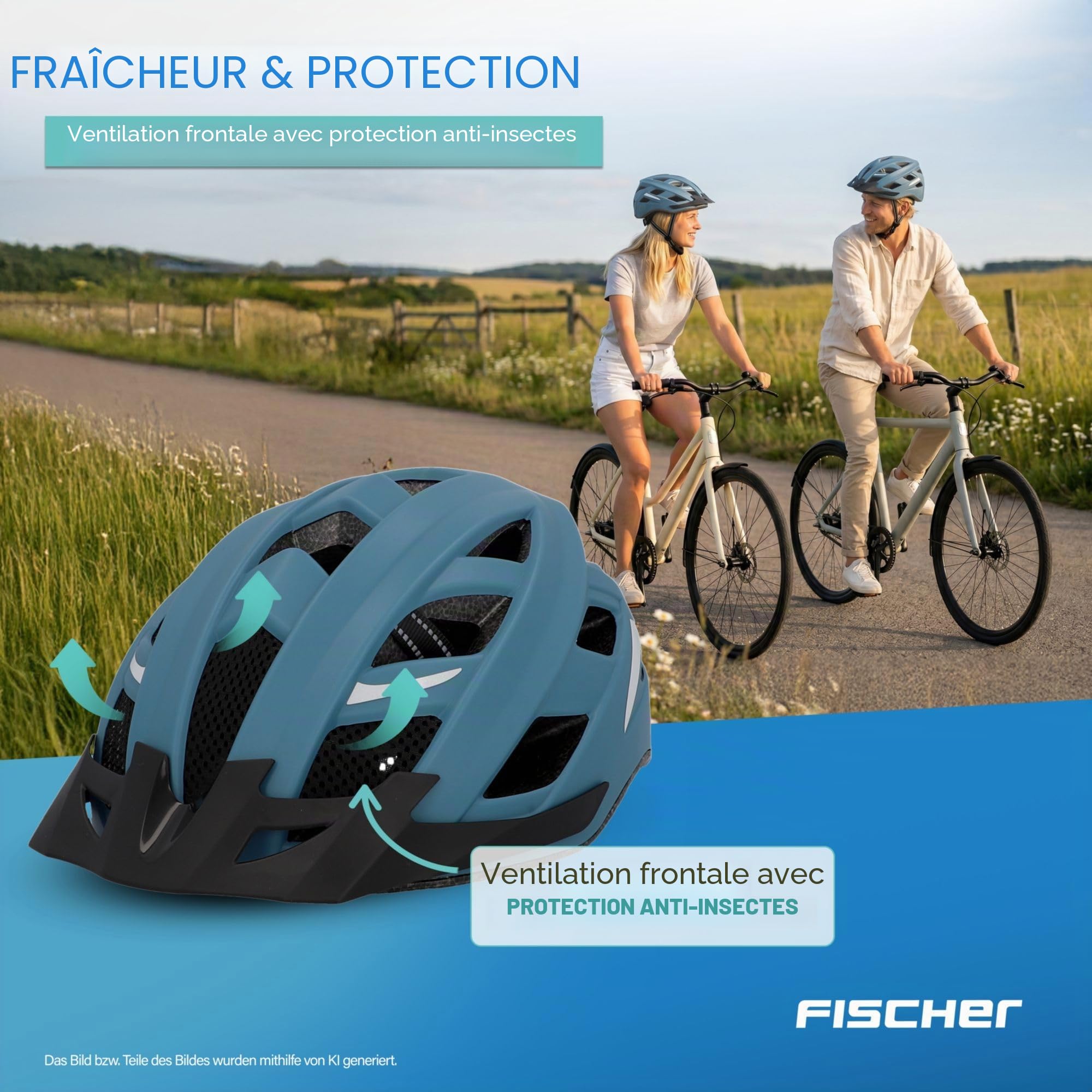 Fischer Urban Plus Casque de vélo avec feu arrière LED intégré pour Homme et Femme