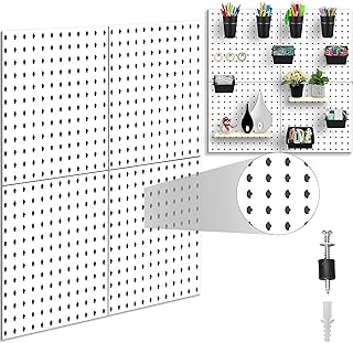 Kuhome 4Pcs Metal Pegboards, Peg Board, Wall Organizer for Storage Pegboard for Walls, White Pegboard for Craft Room Office Workshop Garage