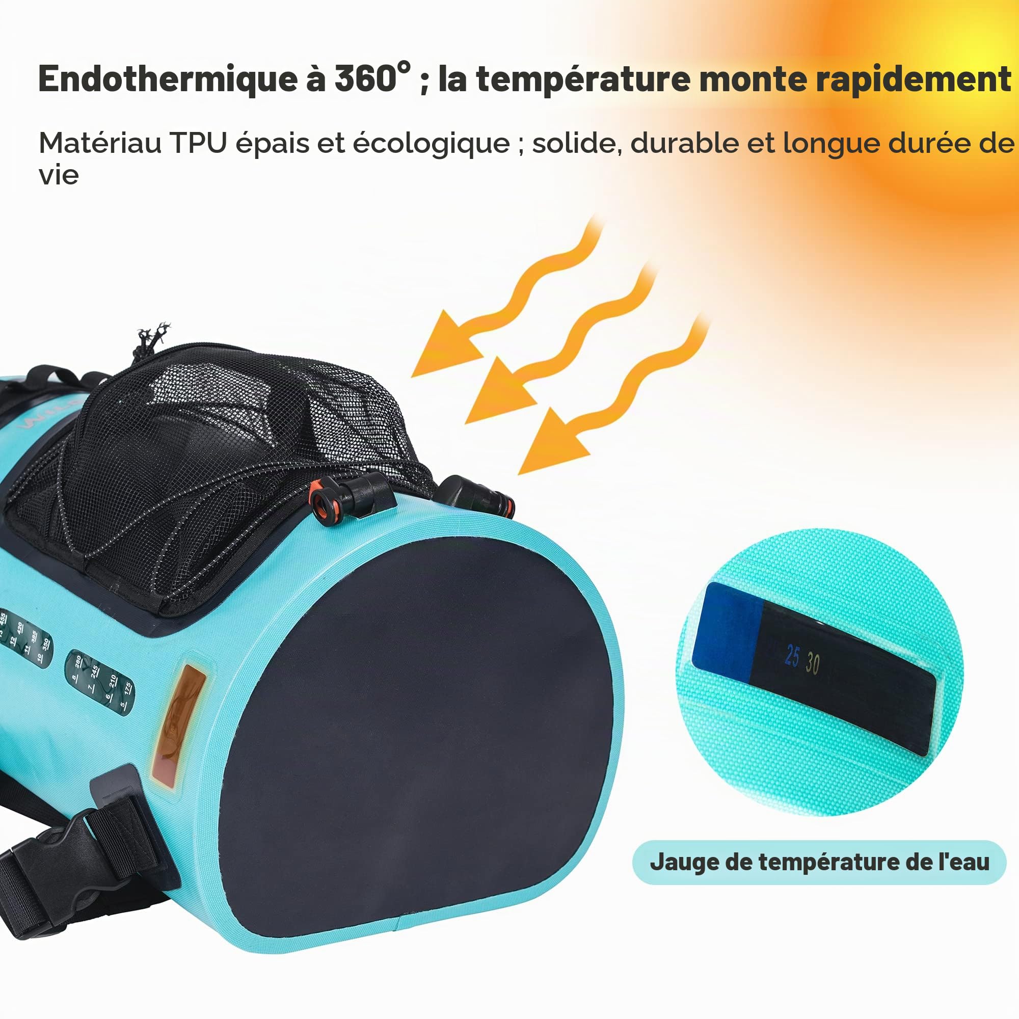 WILD HEART Douche Camping Portable 5,8 Gallons/22 L Sac de Douche Portative Portative avec Pompe à Pied à Pression et Buse Pratique, Douche Solaire Pression pour la Plage, Le Camping