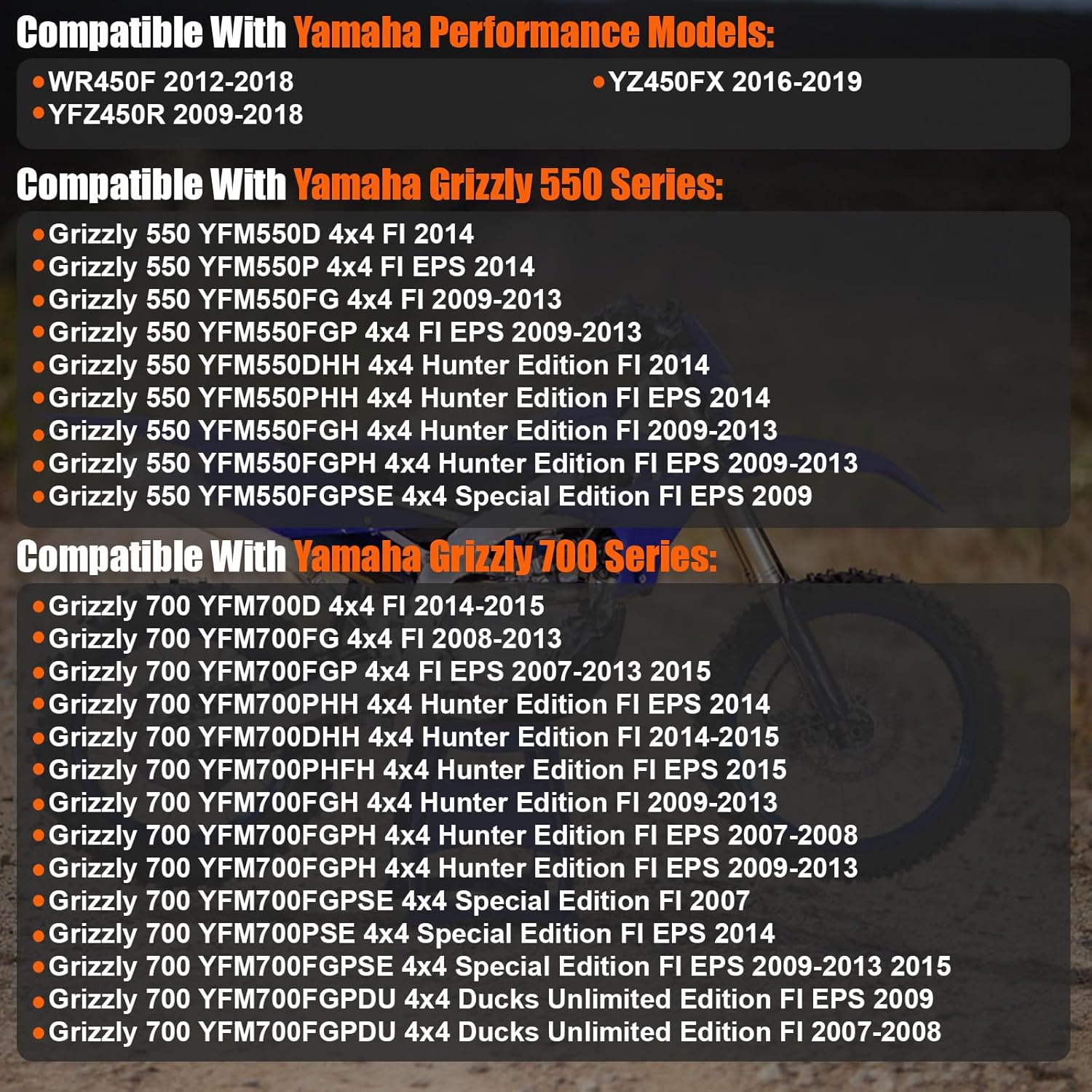 2007-2019 Fuel Injector Compatible for Yamaha WR450F 2012-2018 YFZ450R 2009-2018 YZ450FX 2016-2019 Grizzly 550 2009-2014 Grizzly 700 2007-2015, Replace 3B4-13761-00-00