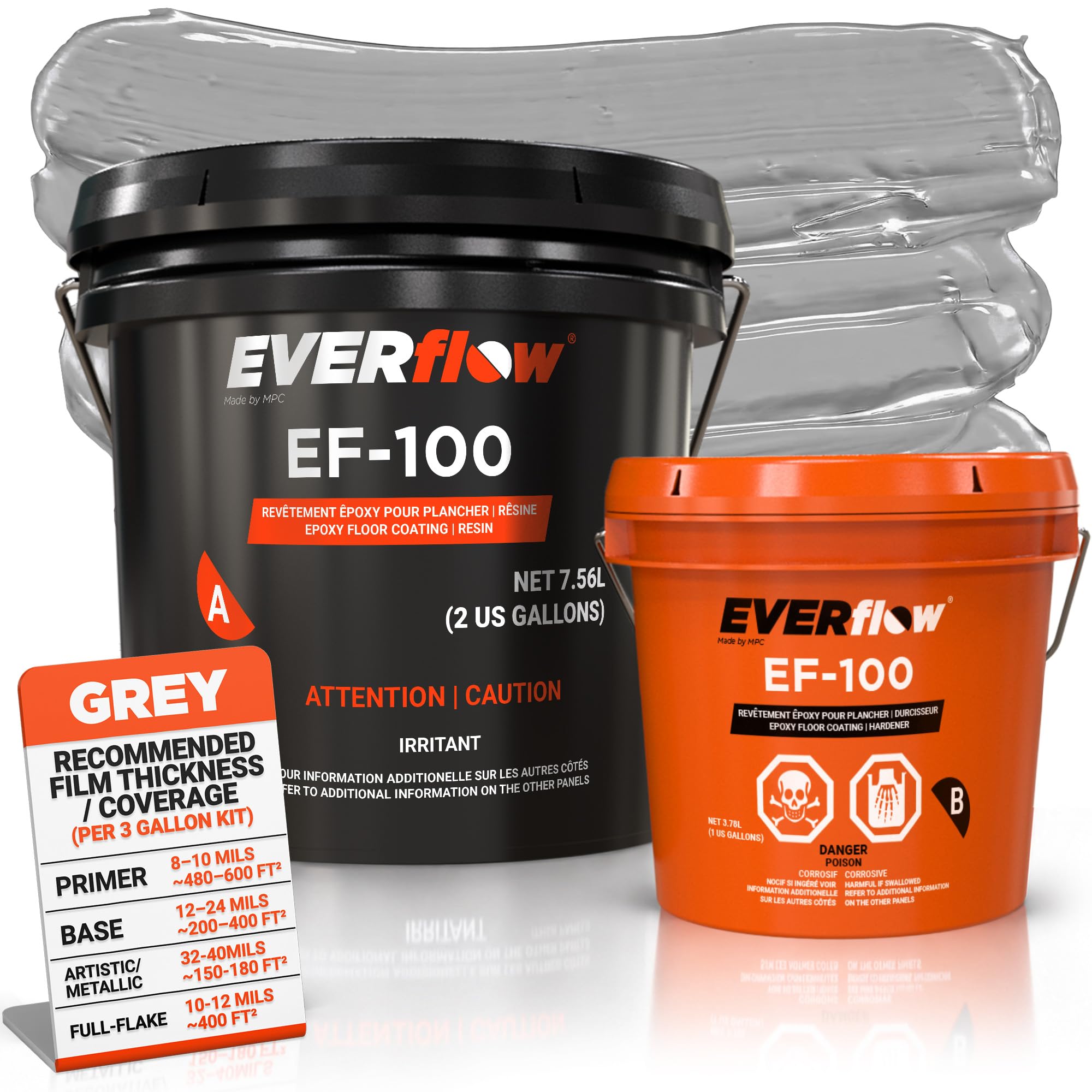 Everflow by MPC Epoxy Resin Floor Coating Kit Light Grey