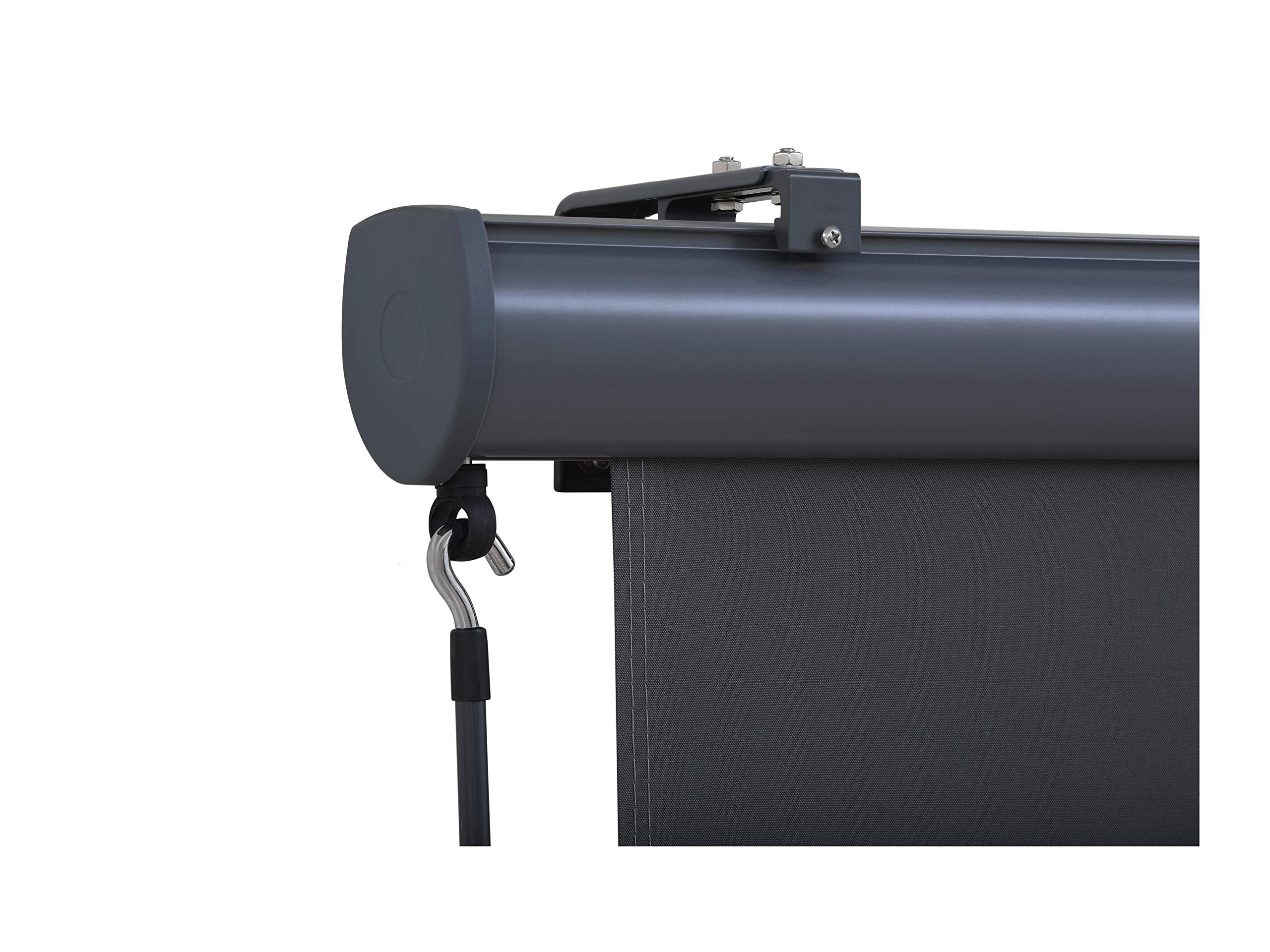 Canopée Store Vertical Rétractable avec Coffre, Store Enrouleur Exterieur avec Manivelle pour Balcon, Terrase, Brise Vue pour Jardin, Gris, 2,5 x 1,6 m (H x L)