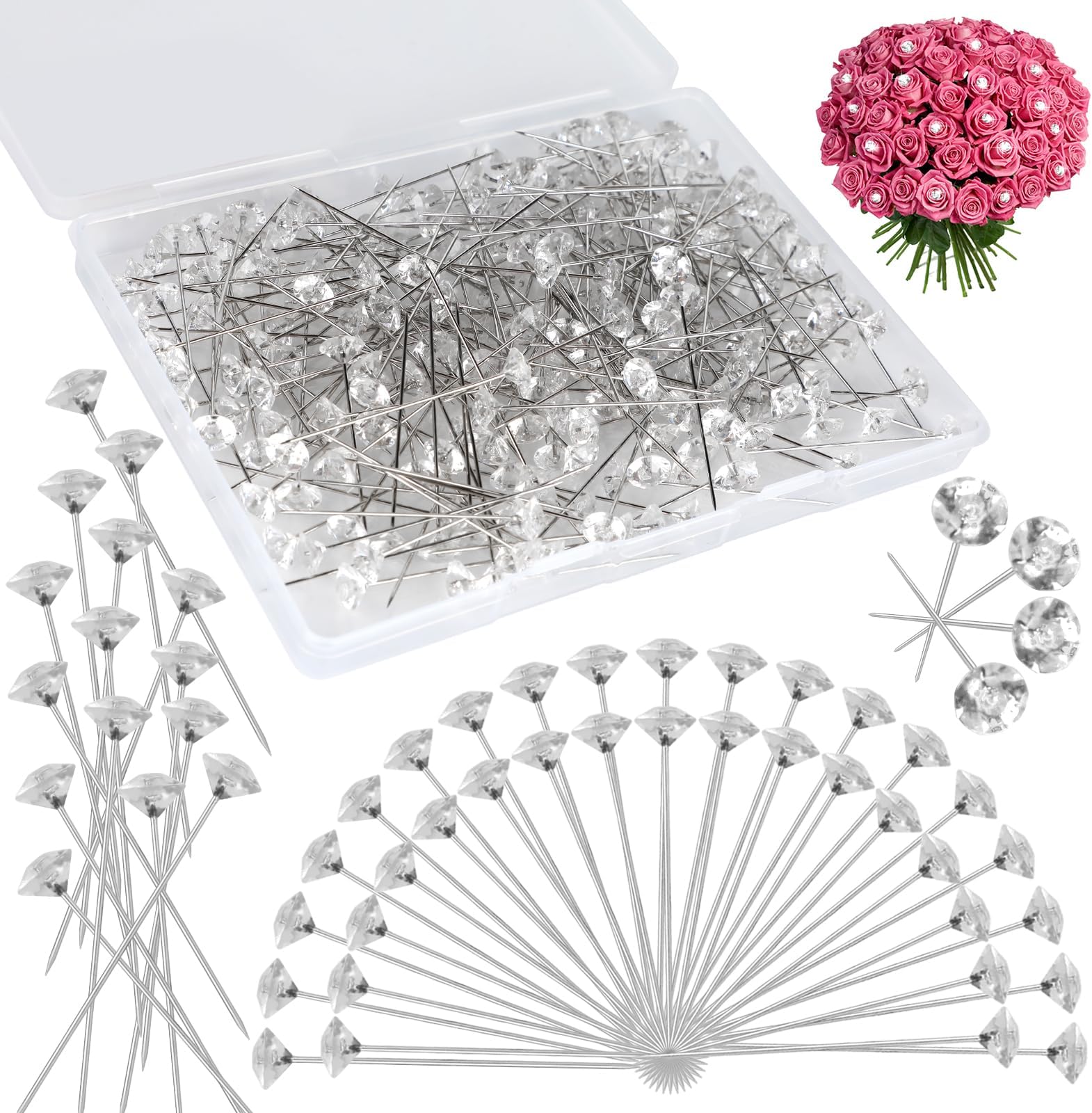 Amazon.com: 136 PCS Rhinestone Brooches Rhinestone Bouquet Pins Set ...